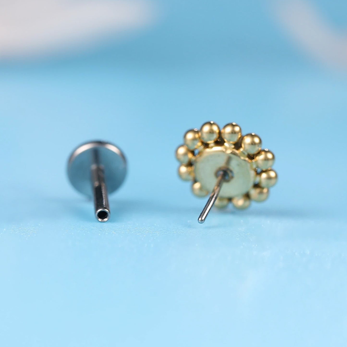 limerencia F136 Hypoallergenic Titanium 20g 6mm 8mm Flat Back Stud | G23 Implant Grade Press Fit Threadless Earrings Push in Tragus Cartilage Helix Conch Nose Medusa Labret Piercing Jewelry (sun 1pc)