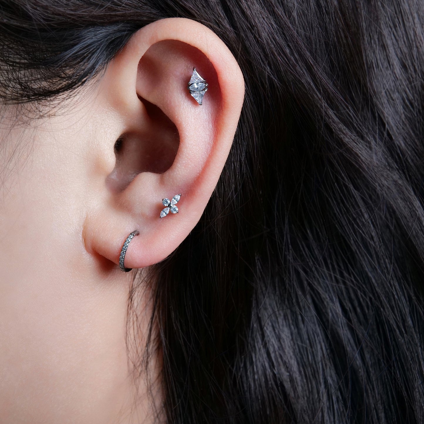Limerencia Hypoallergenic G23 Implant Grade Titanium Screw Back Earrings Tragus 20G Helix F136 Piercing Post for Sensitive Ears Cartilage(diamond)