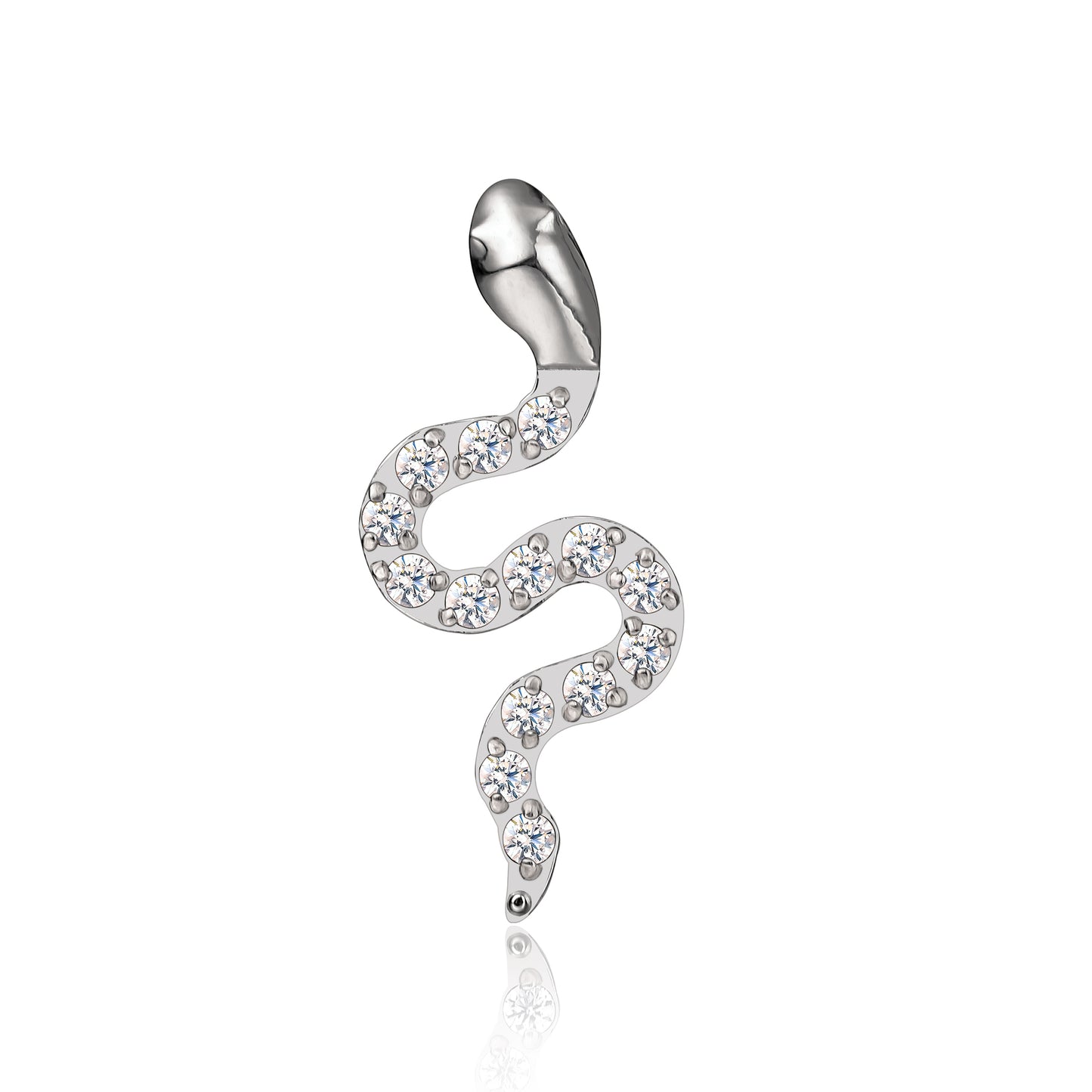 limerencia G23 Hypoallergenic 18g Flat Back Stud Earrings | F136 Implant Grade Titanium Press Fit Threadless Push Pop in Cartilage Helix Labret Lip Monroe Tragus Piercing Studs- Snake CZ