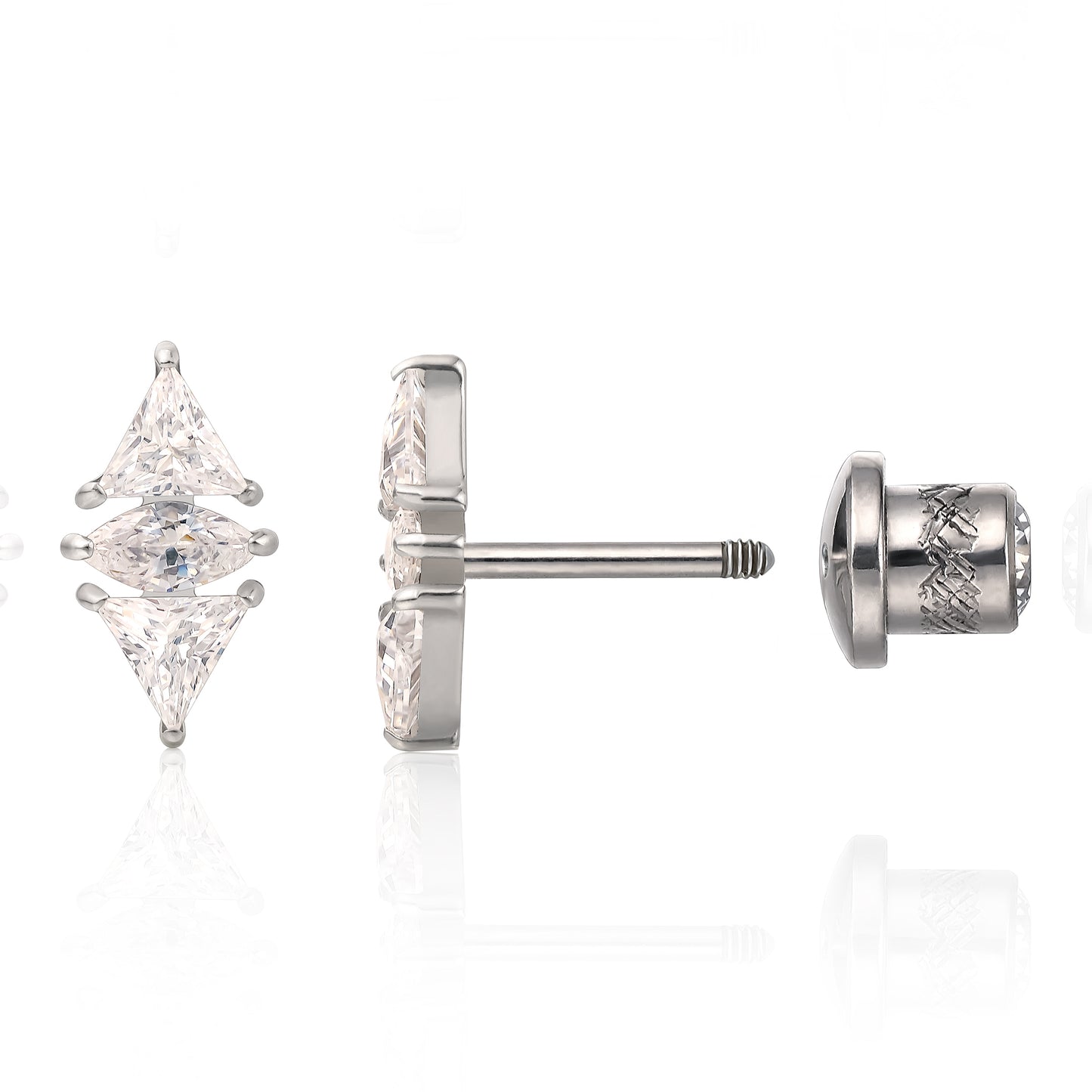 Limerencia Hypoallergenic G23 Implant Grade Titanium Screw Back Earrings Tragus 20G Helix F136 Piercing Post for Sensitive Ears Cartilage(diamond)