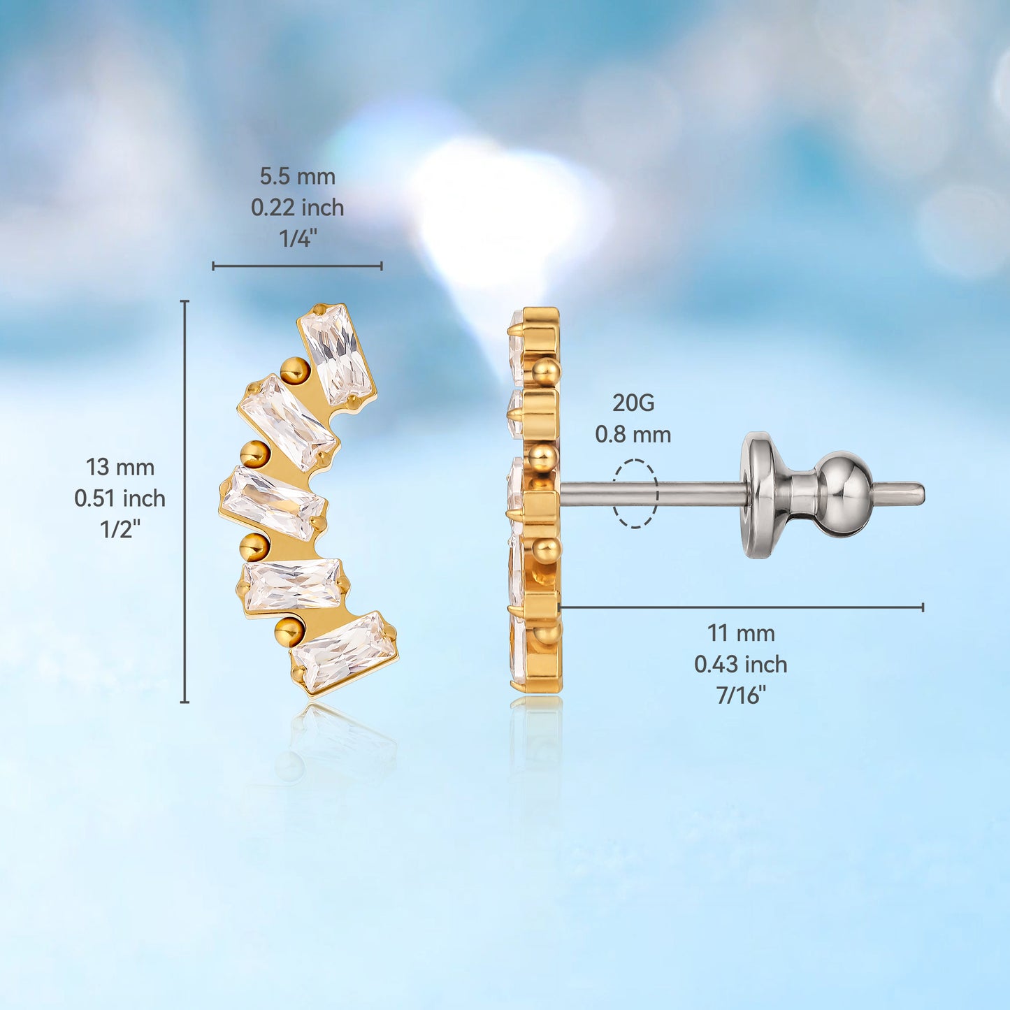 Limerencia F136 Pure Titanium Hypoallergenic Implant Grade Studs, G23 Small Dainty Cubic Zirconia Earrings for Women's Sensitive Ears