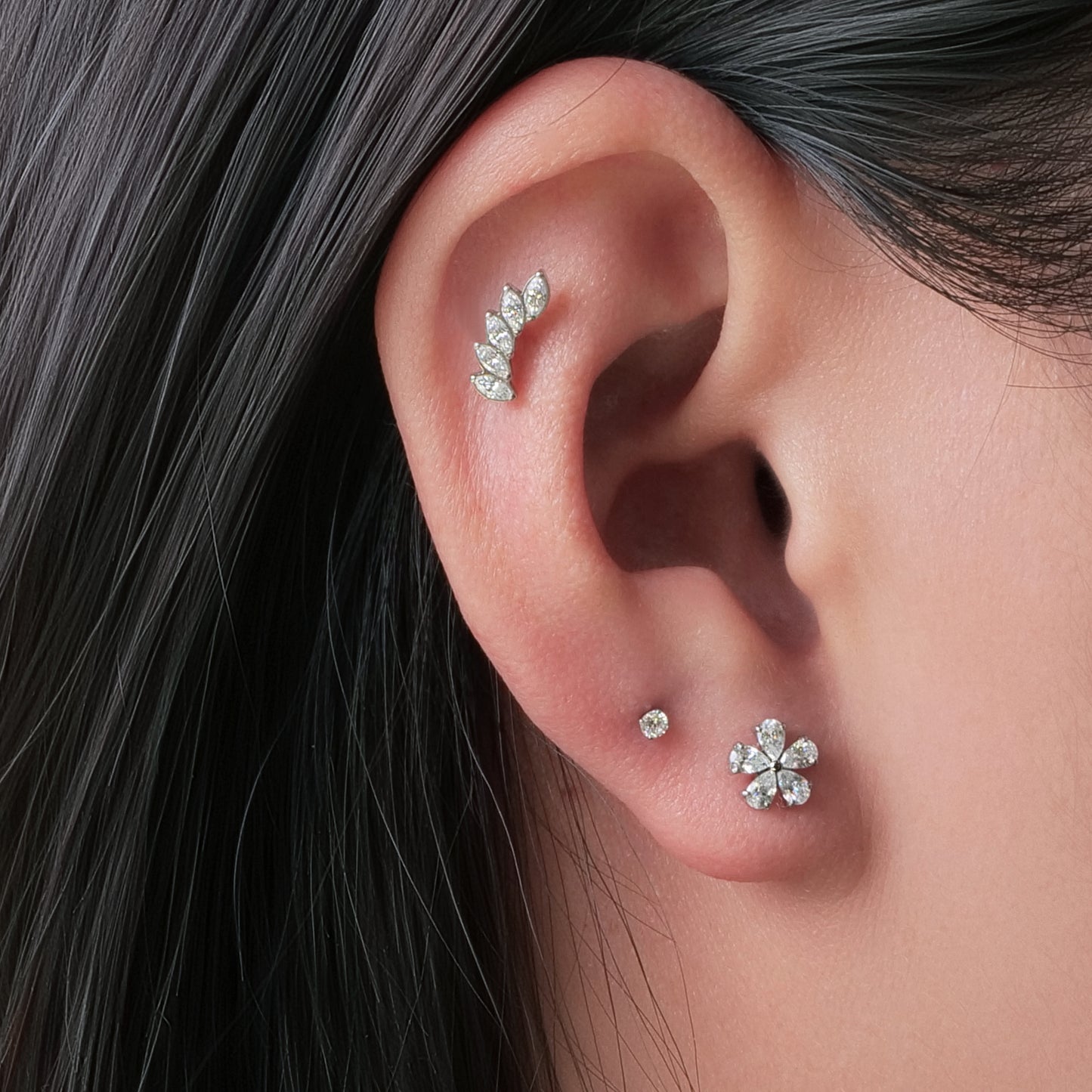 Limerencia Hypoallergenic G23 Implant Grade Titanium Screw Back Earrings Tragus 20G Helix F136 Piercing Post for Sensitive Ears Cartilage(Climber Crawler)
