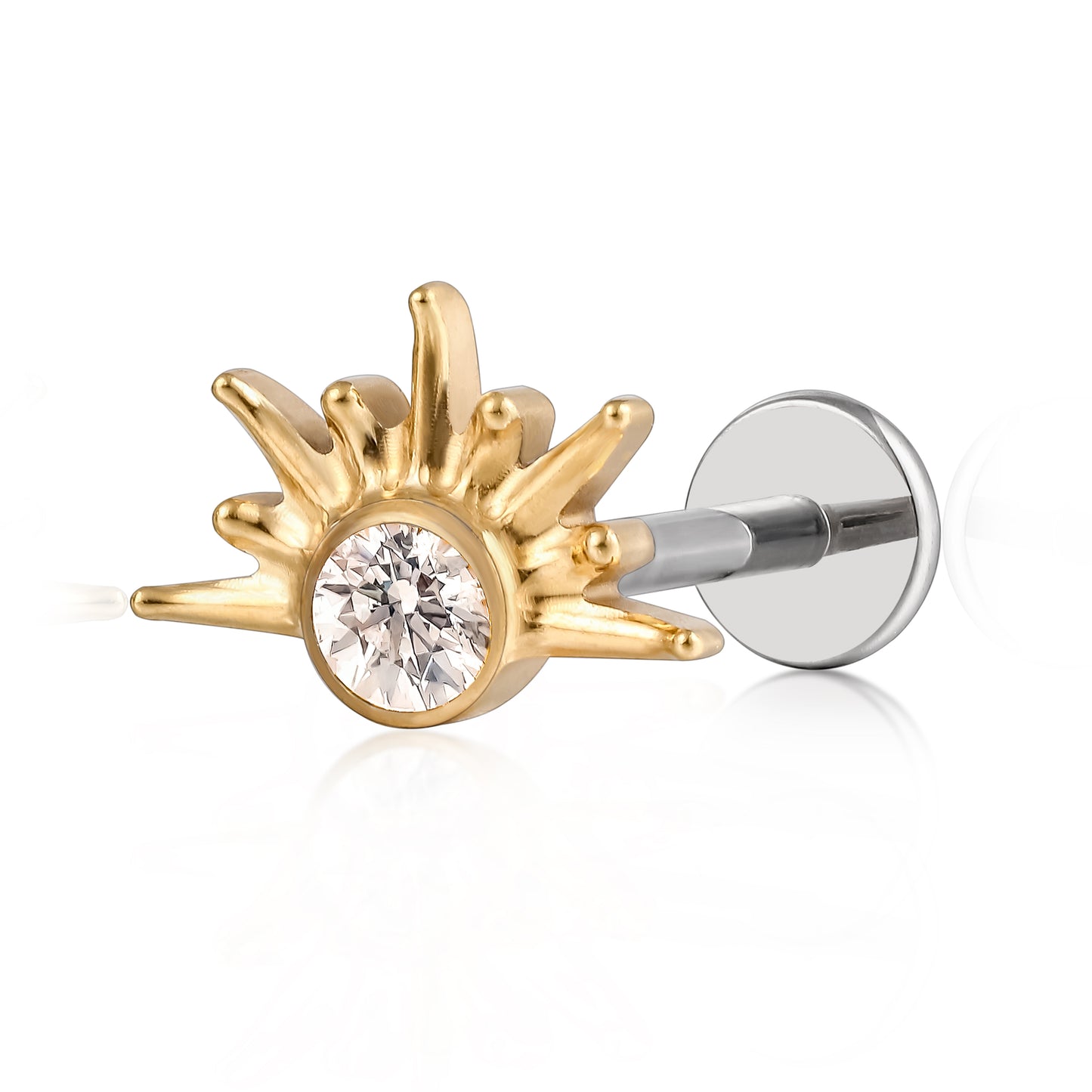 limerencia F136 Hypoallergenic Titanium 20g 6mm 8mm Flat Back Stud | G23 Implant Grade Press Fit Threadless Earrings Push in Tragus Cartilage Helix Conch Nose Medusa Labret Piercing Jewelry(sun 1pc)