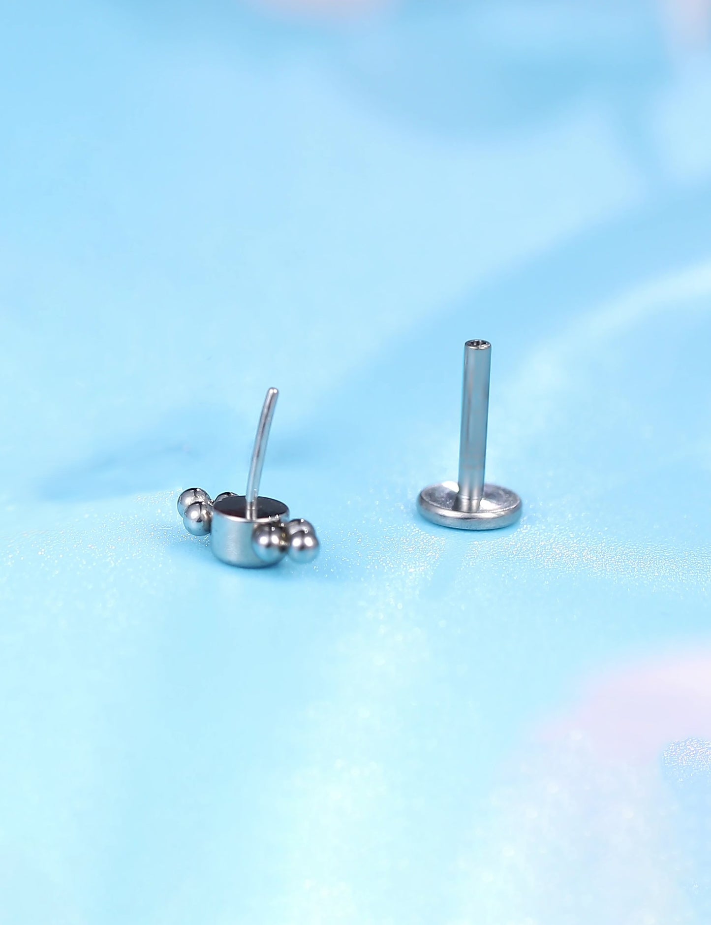 Limerencia G23 Hypoallergenic 18g Flat Back Stud Earrings | F136 Implant Grade Titanium Press Fit Threadless Push Pop in Cartilage Helix Labret Lip Monroe Tragus Piercing Studs- Deux