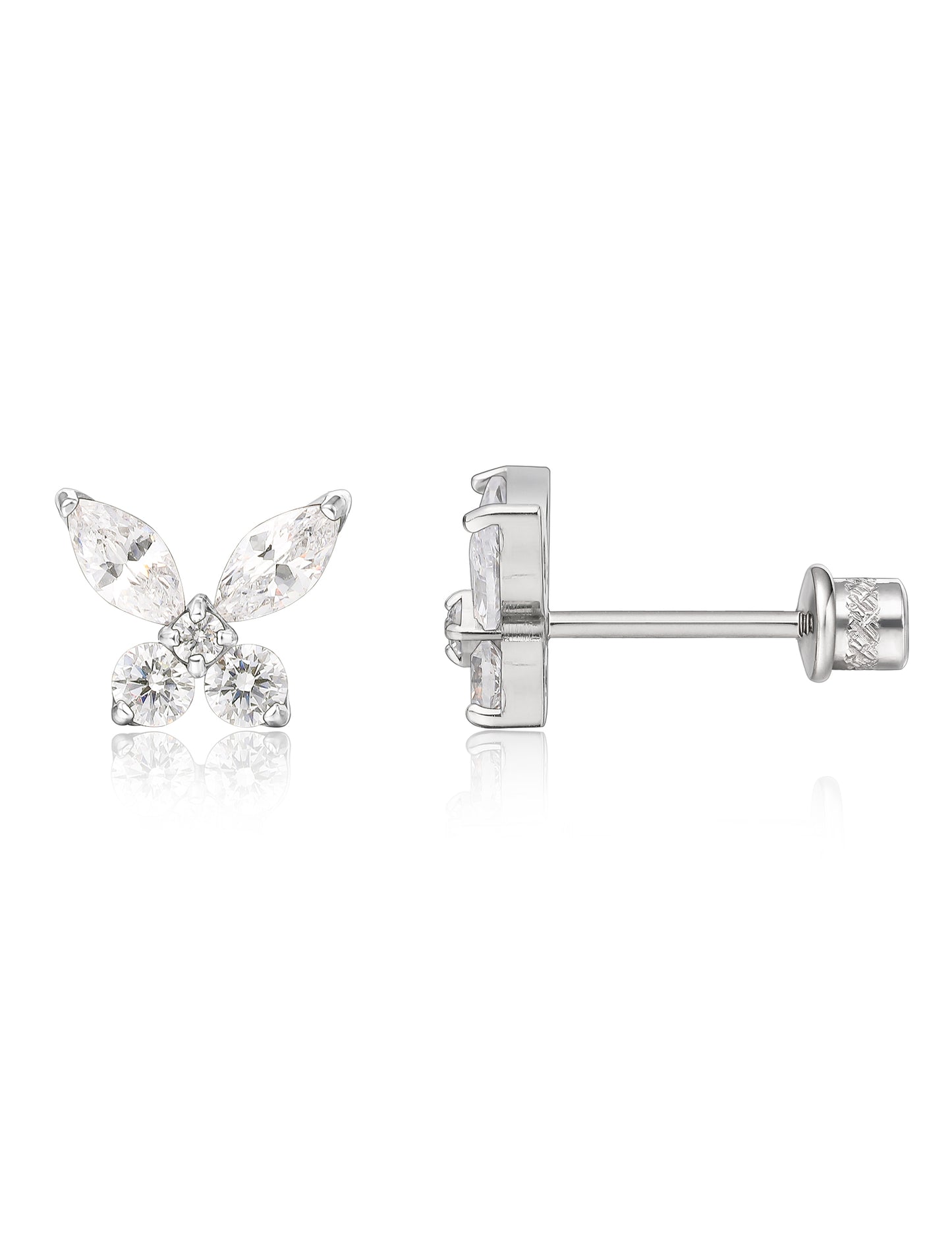 limerencia Hypoallergenic G23 Implant Grade Titanium Screw Back Earrings Tragus 20G Helix F136 Piercing Post for Girls' Sensitive Ears Cartilage- Butterfly White CZ