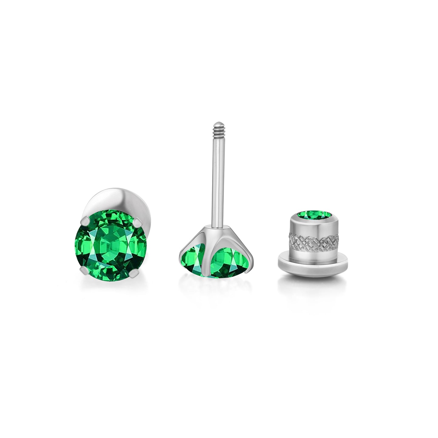Limerencia Titanium Hypoallergenic Earrings Studs G23 for Women 5A Cubic Zirconia Helix Screw Back Implant Grade F136 Piercing Earrings for Sensitive Ears (Green)