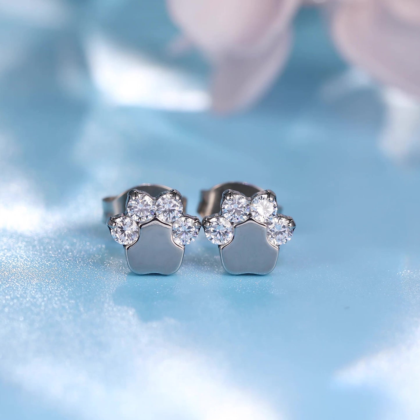 Limerencia G23 Pure Titanium Hypoallergenic Earrings | Cat Paws CZ F136 Implant Grade Titanium Jewelry for Sensitive Ears