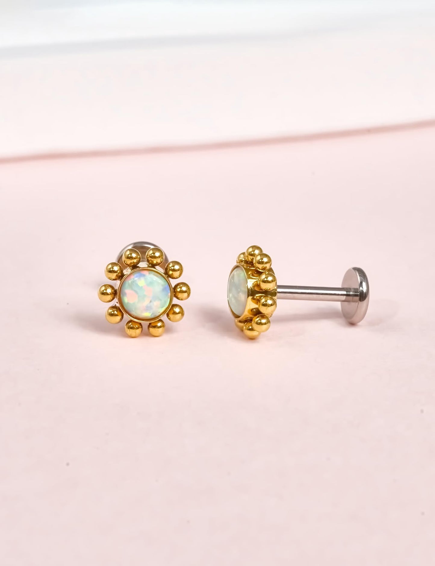 Flat Back Stud Earrings for Women, Titanium CZ Cartilage Studs Hypoallergenic Helix Earrings, Threadless Push Pop in Tragus Earrings for Women