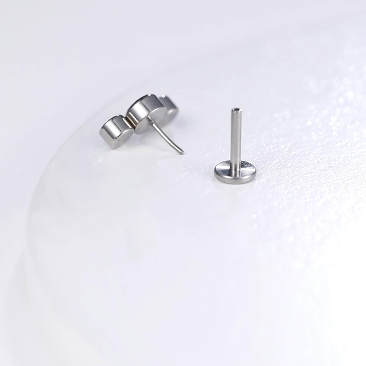 Limerencia G23 Hypoallergenic 18g Flat Back Stud Earrings | F136 Implant Grade Titanium Press Fit Threadless Push Pop in Cartilage Helix Labret Lip Monroe Tragus Piercing Studs- Three Crystal Cluster