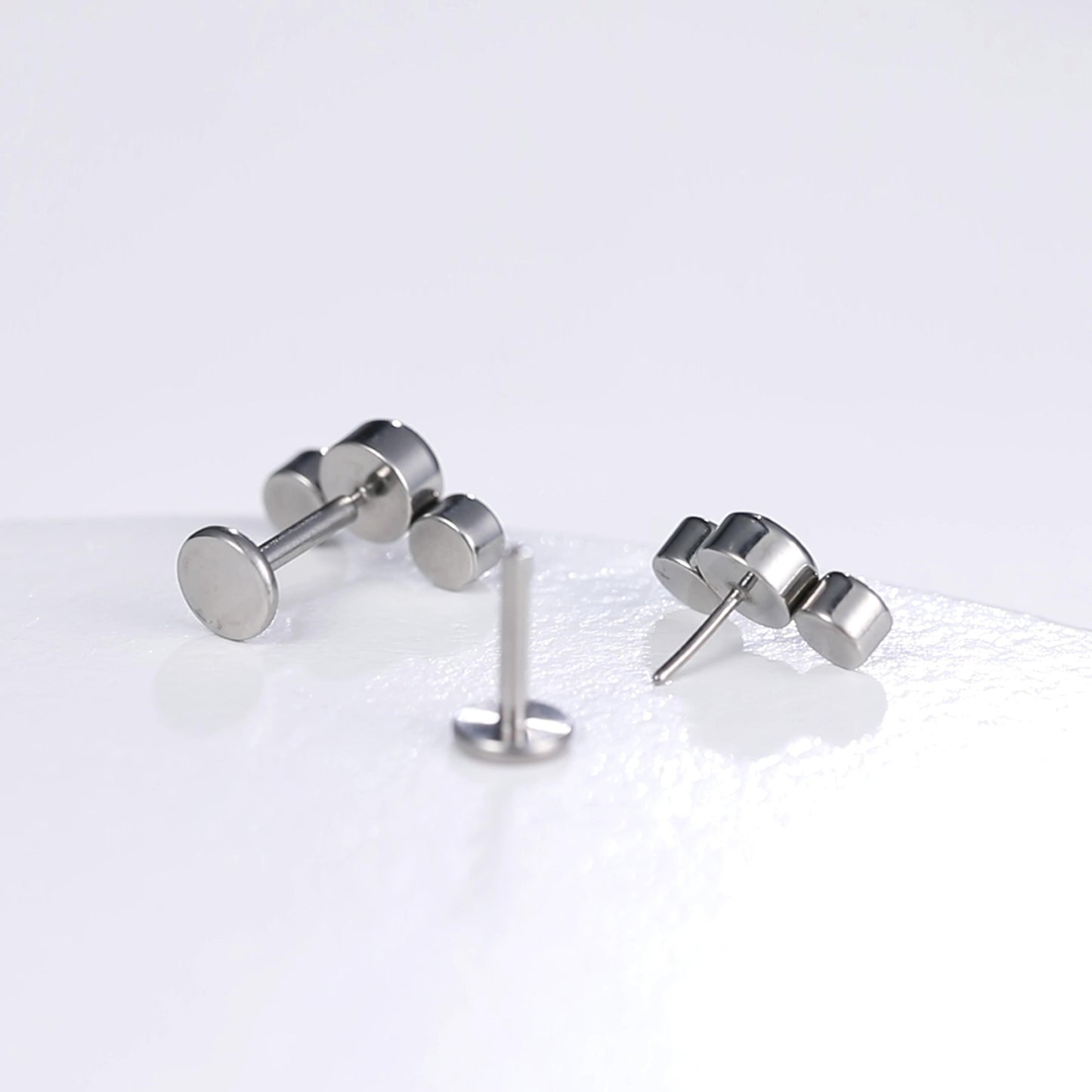 Limerencia G23 Hypoallergenic 18g Flat Back Stud Earrings | F136 Implant Grade Titanium Press Fit Threadless Push Pop in Cartilage Helix Labret Lip Monroe Tragus Piercing Studs- Three Crystal Cluster