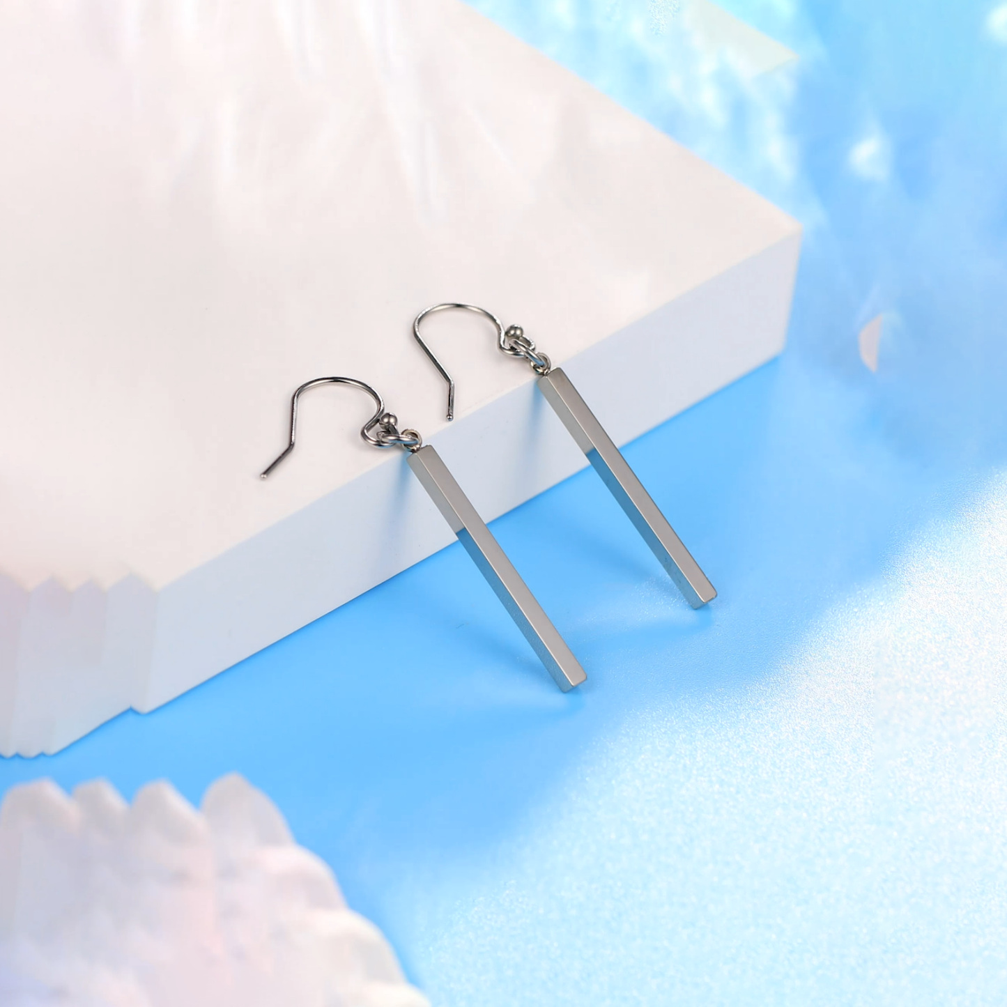 Limerencia Pure Titanium Vertical Bar Dangle Earrings, Lightweight Drop Earrings Hypoallergenic for Sensitive Ears Women (30 mm, Silver)