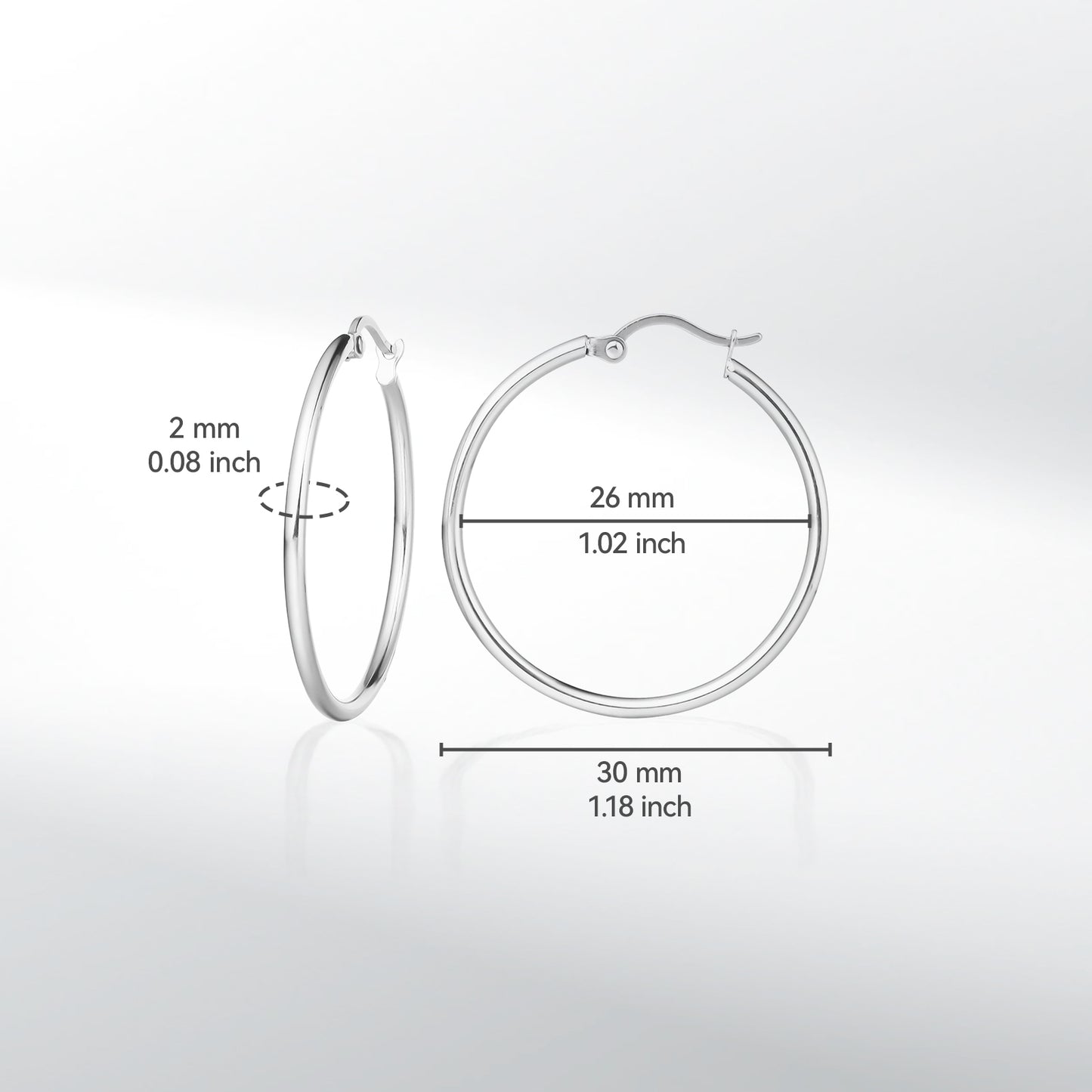 TitanHeart Titanium Hoop Earrings Hypoallergenic - Implant Grade Pure Titanium G23 Lightweight Big Hoops for Women Sensitive Ears (30 Millimeter,Sliver)