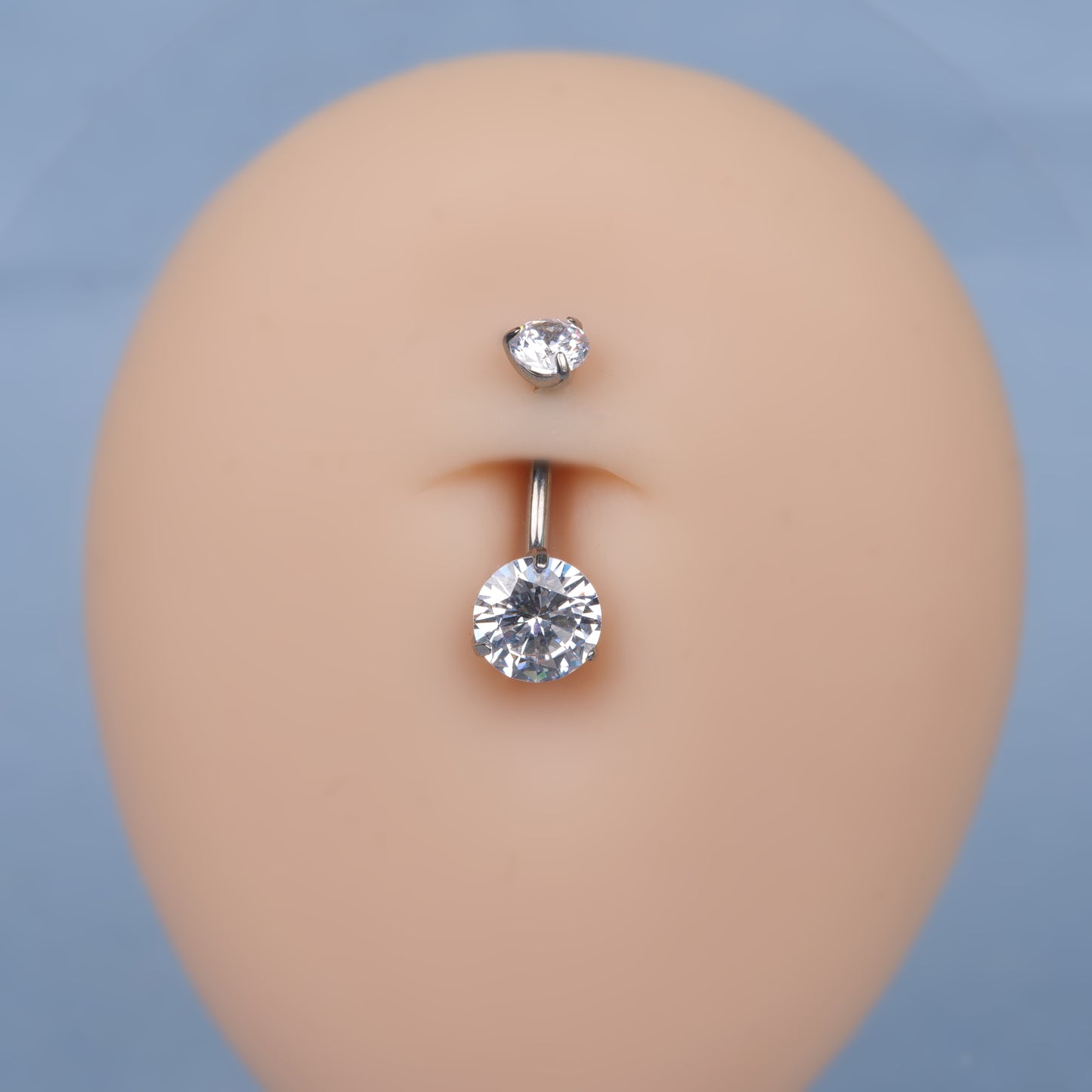 limerencia G23 Titanium Belly Button Rings hypoallergenic medical implant grade 14G Teardrop CZ Belly Navel Rings Piercing Belly Bars(White)