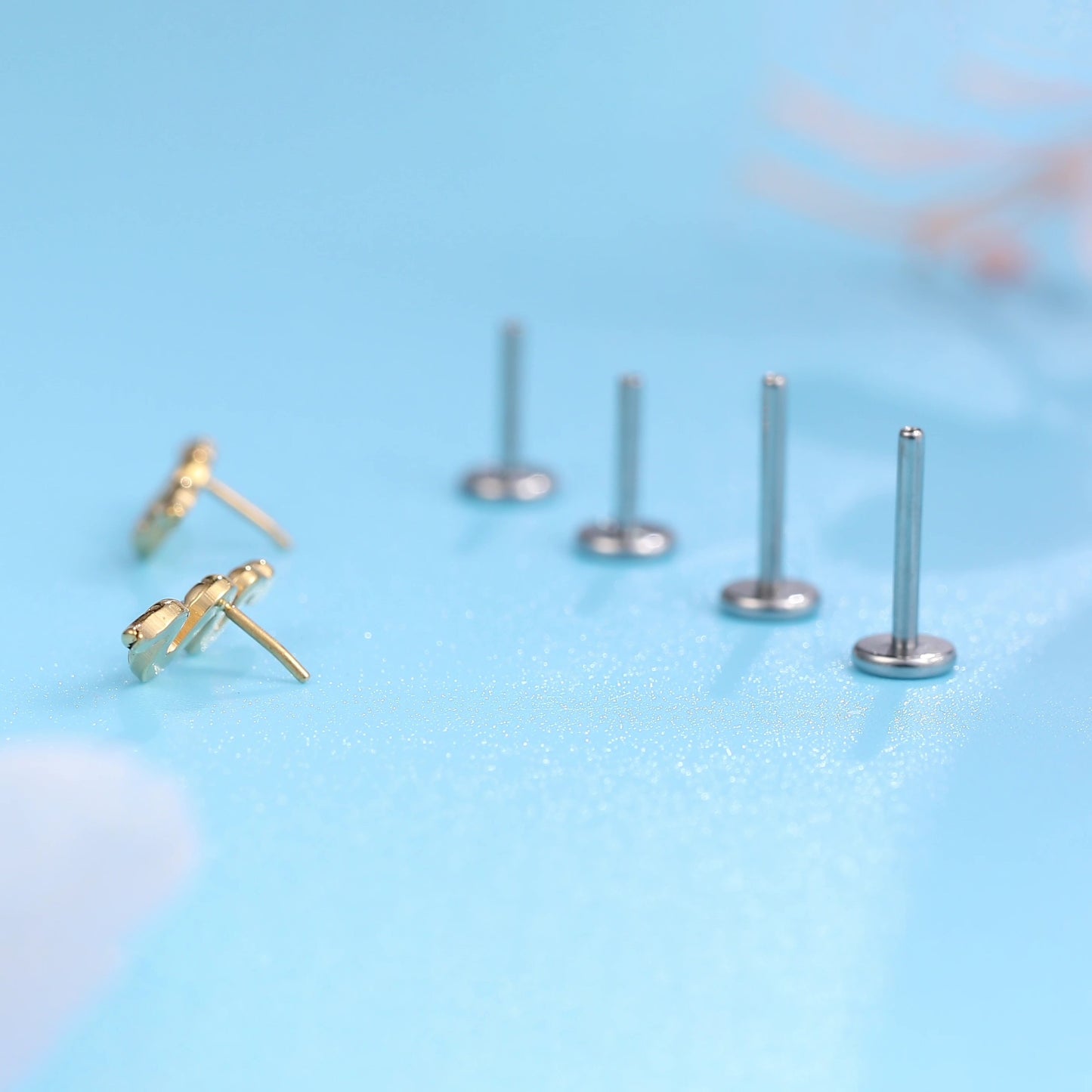 Limerencia G23 Hypoallergenic 18g Flat Back Stud Earrings | F136 Implant Grade Titanium Press Fit Threadless Push Pop in Cartilage Helix Labret Lip Monroe Tragus Piercing Studs- Snake