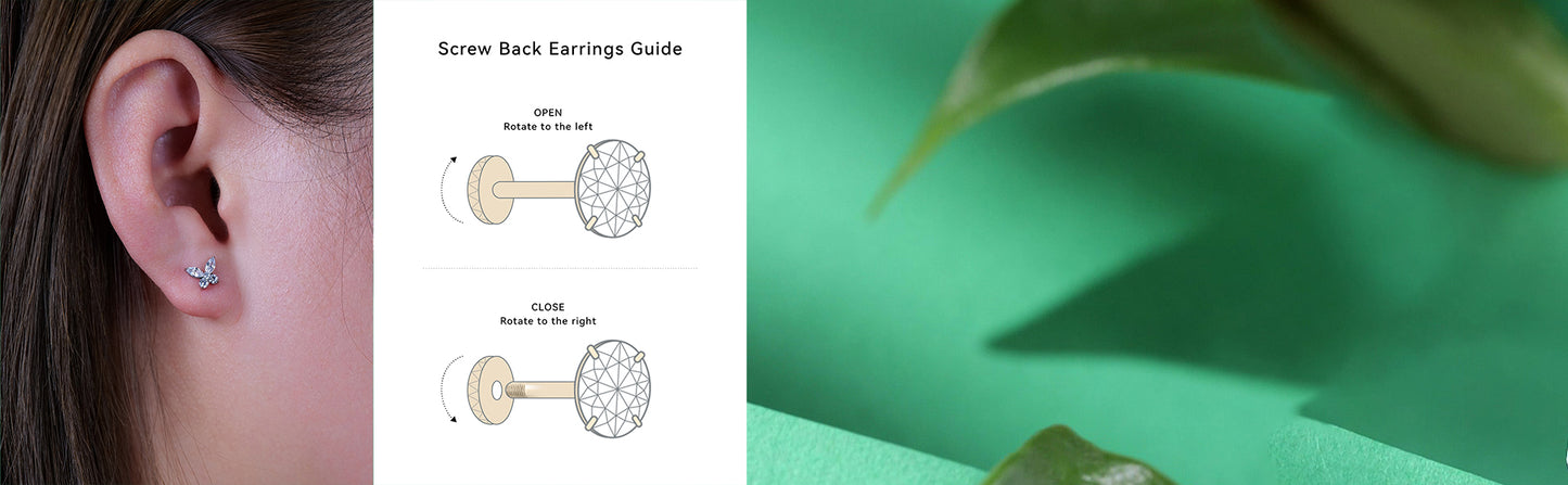 limerencia Hypoallergenic G23 Implant Grade Titanium Screw Back Earrings Tragus 20G Helix F136 Piercing Post for Girls' Sensitive Ears Cartilage- Butterfly White CZ