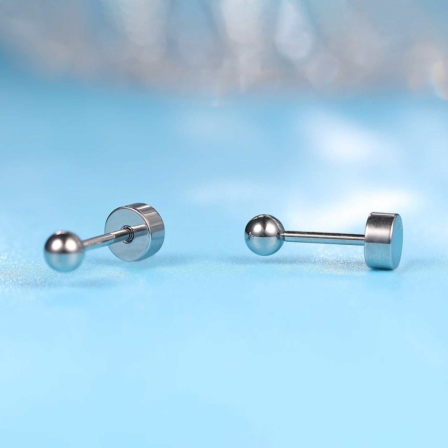 Limerencia Hypoallergenic G23 Implant Grade Titanium Screw Back Earrings Tragus 20G Helix F136 Piercing Post for Sensitive Ears Cartilage (3mm ball)