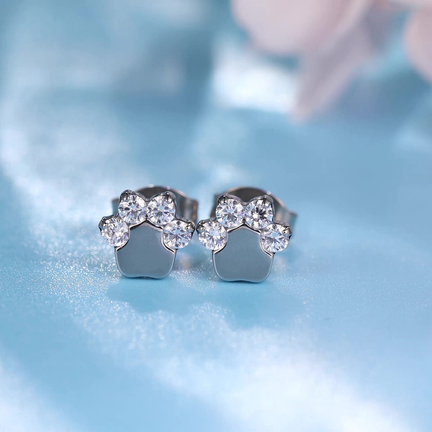 Limerencia G23 Pure Titanium Hypoallergenic Earrings | Cat Paws CZ F136 Implant Grade Titanium Jewelry for Sensitive Ears
