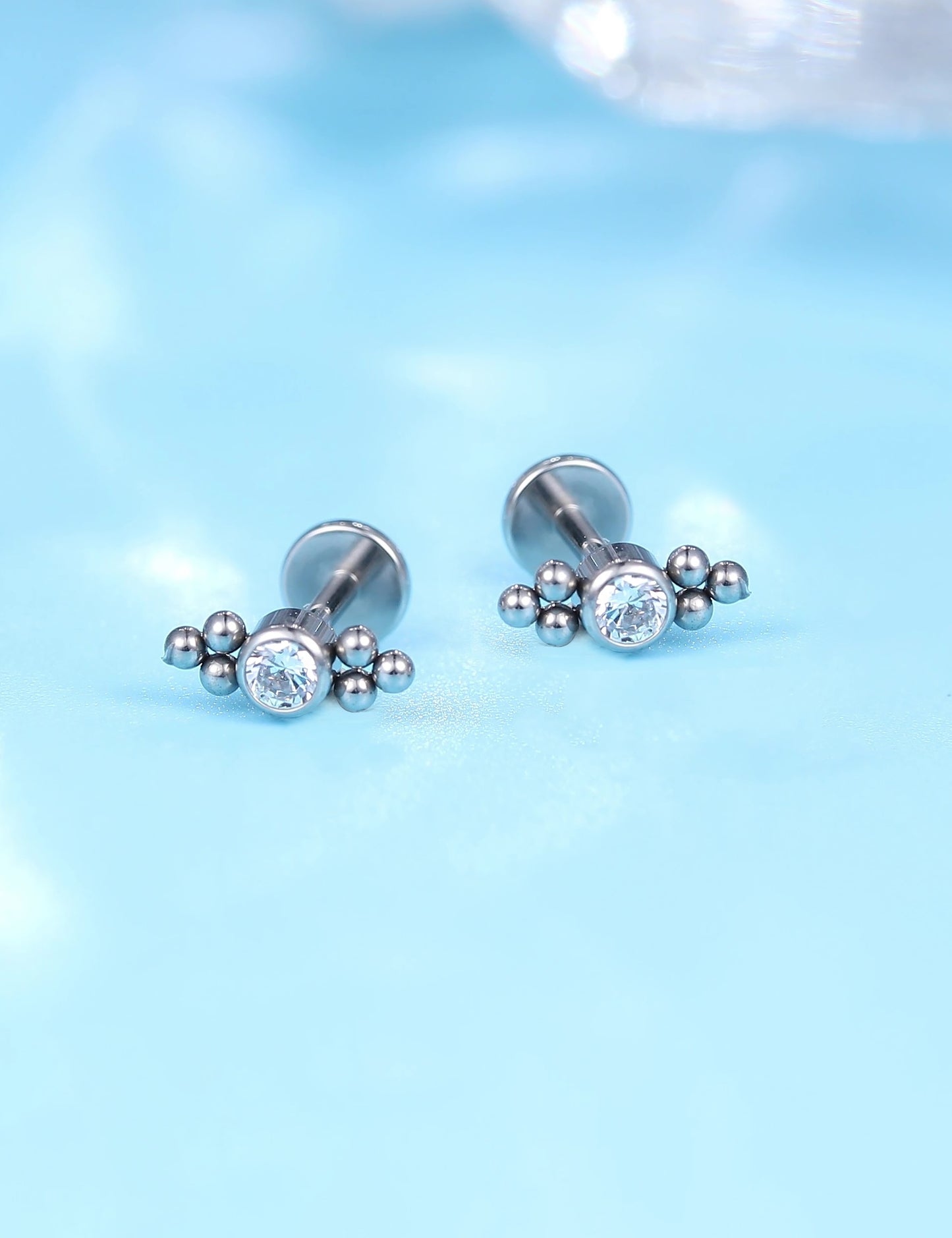 Limerencia G23 Hypoallergenic 18g Flat Back Stud Earrings | F136 Implant Grade Titanium Press Fit Threadless Push Pop in Cartilage Helix Labret Lip Monroe Tragus Piercing Studs- Deux