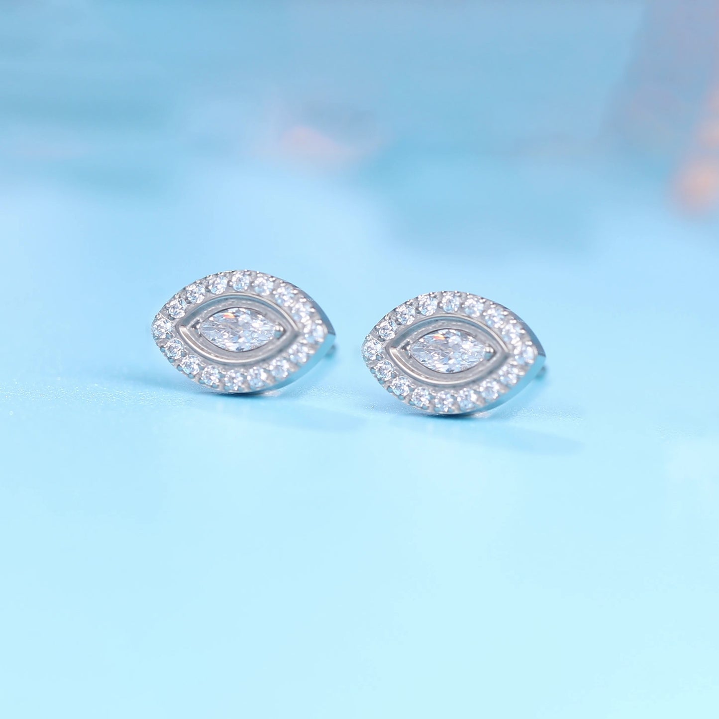 Limerencia Pure Titanium Hypoallergenic Earrings Evil Eye CZ Cluster Minimalist | G23 Implant Grade Piercing Fashion Jewelry For Sensitive Ears (Clear CZ)