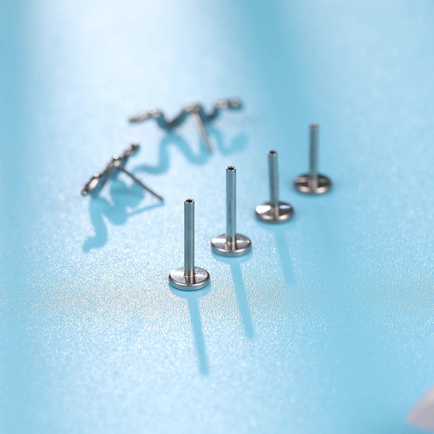 Limerencia G23 Hypoallergenic 18g Flat Back Stud Earrings | F136 Implant Grade Titanium Press Fit Threadless Push Pop in Cartilage Helix Labret Lip Monroe Tragus Piercing Studs- Snake