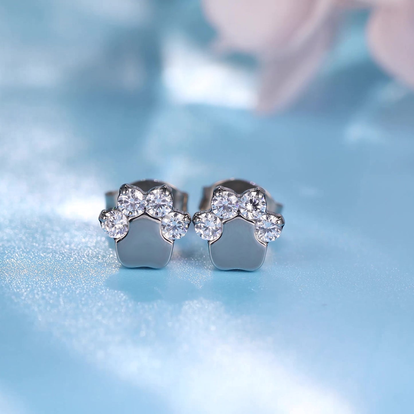 Limerencia G23 Pure Titanium Hypoallergenic Earrings | Cat Paws CZ F136 Implant Grade Titanium Jewelry for Sensitive Ears