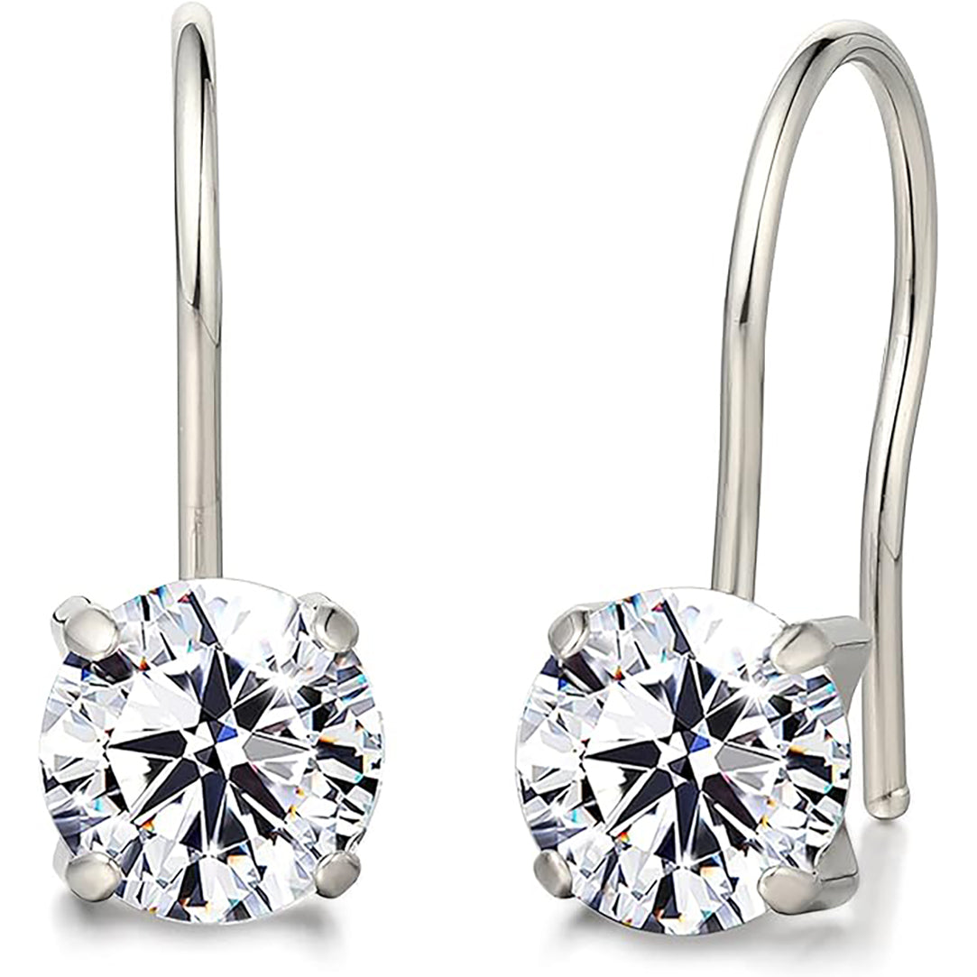 Limerencia Hypoallergenic Pure Titanium Cubic Zirconia Dangle Hoop Earrings,Lightweight Drop Earrings Round bright zirconia size 8mm (5/16inch) for Sensitive Ears Women Girls
