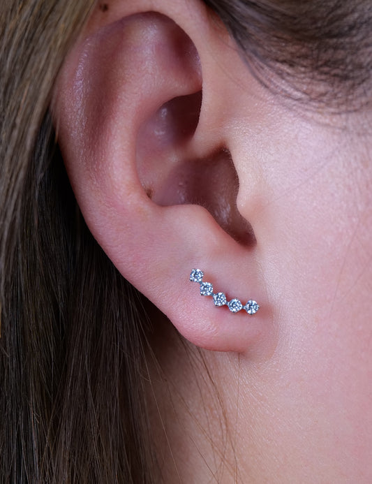 Pendientes hipoalergénicos de titanio puro Limerencia G23 | Five Prong Climber F136 Joyería de titanio de grado implante para orejas sensibles