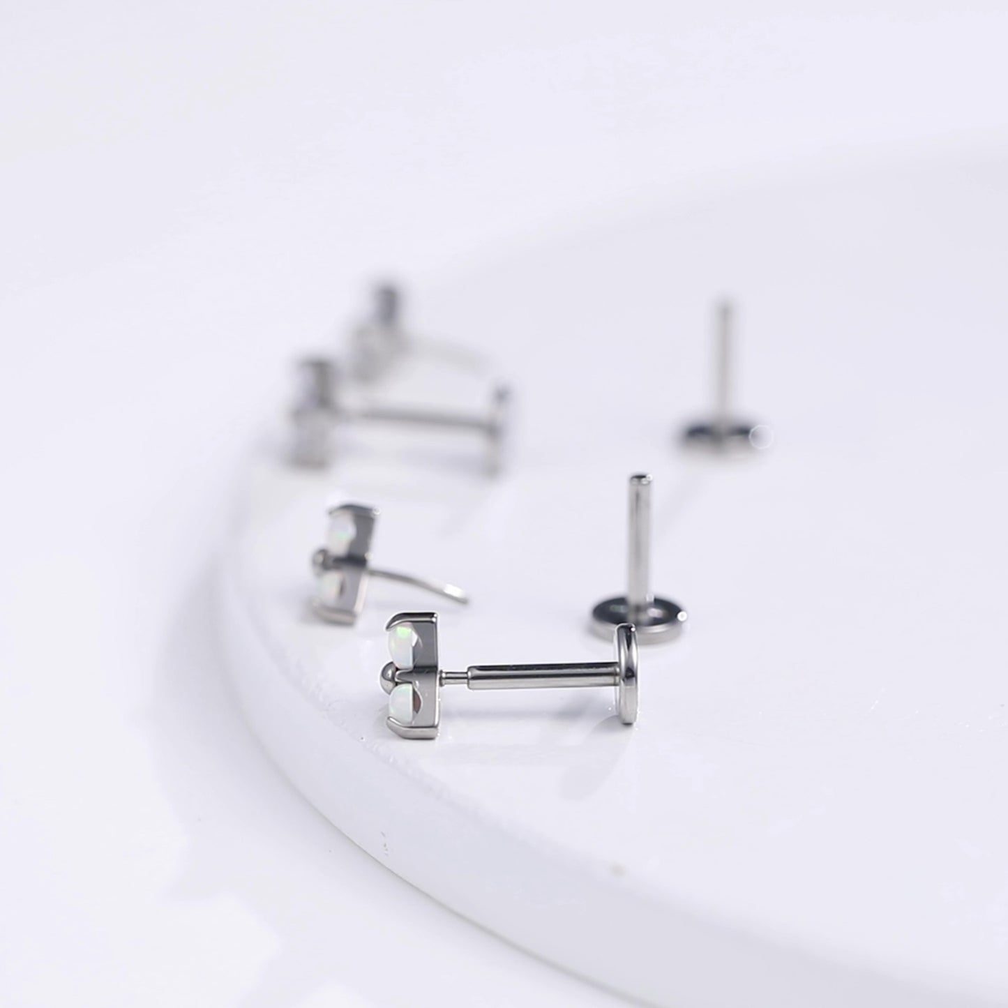 limerencia G23 Hypoallergenic 18g Flat Back Stud Earrings | F136 Implant Grade Titanium Press Fit Threadless Push Pop in Cartilage Helix Labret Lip Monroe Tragus Piercing Studs- Trinity CZ