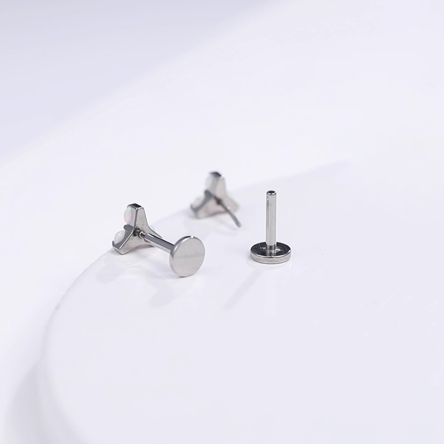 limerencia G23 Hypoallergenic 18g Flat Back Stud Earrings | F136 Implant Grade Titanium Press Fit Threadless Push Pop in Cartilage Helix Labret Lip Monroe Tragus Piercing Studs- Trinity CZ
