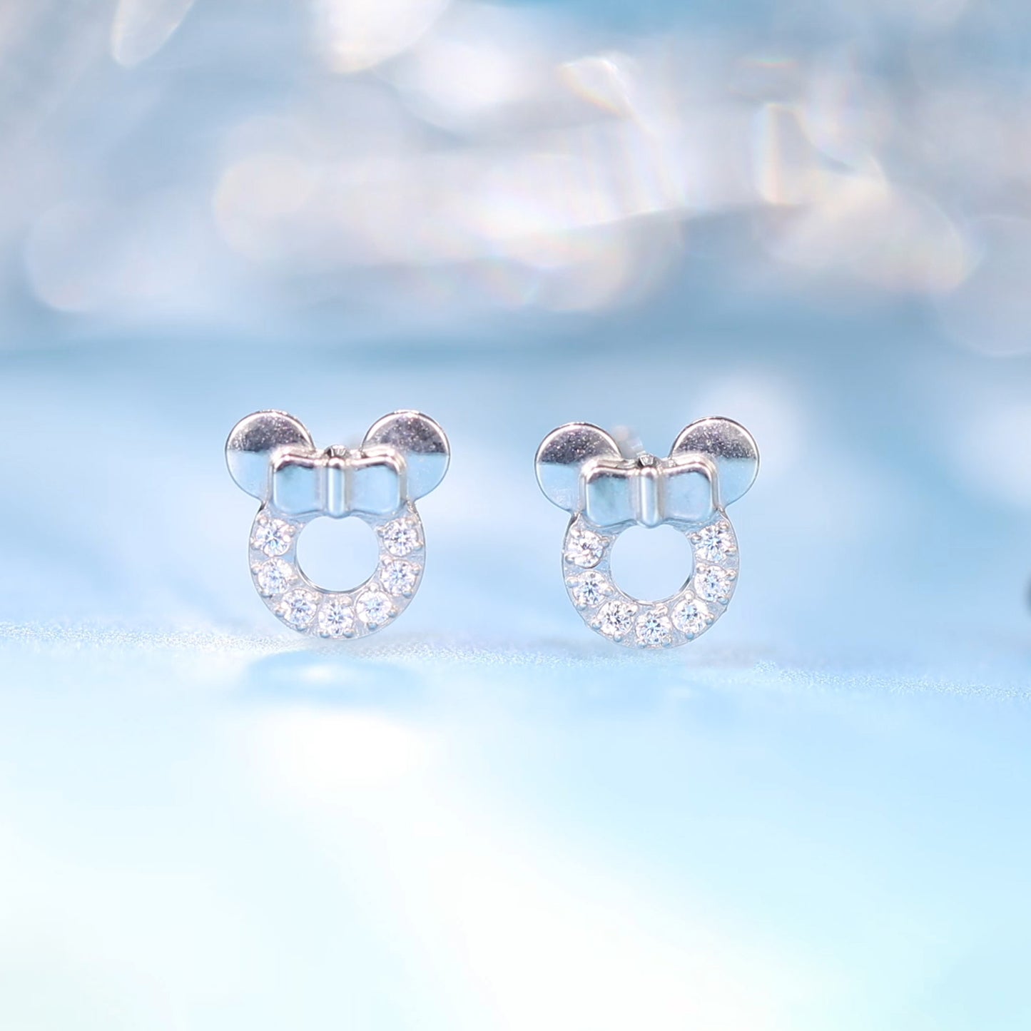 Limerencia F136 Pure Titanium Hypoallergenic Implant Grade Studs, G23 Small Dainty Cubic Zirconia Earrings for Women's Sensitive Ears(minnie mouse)