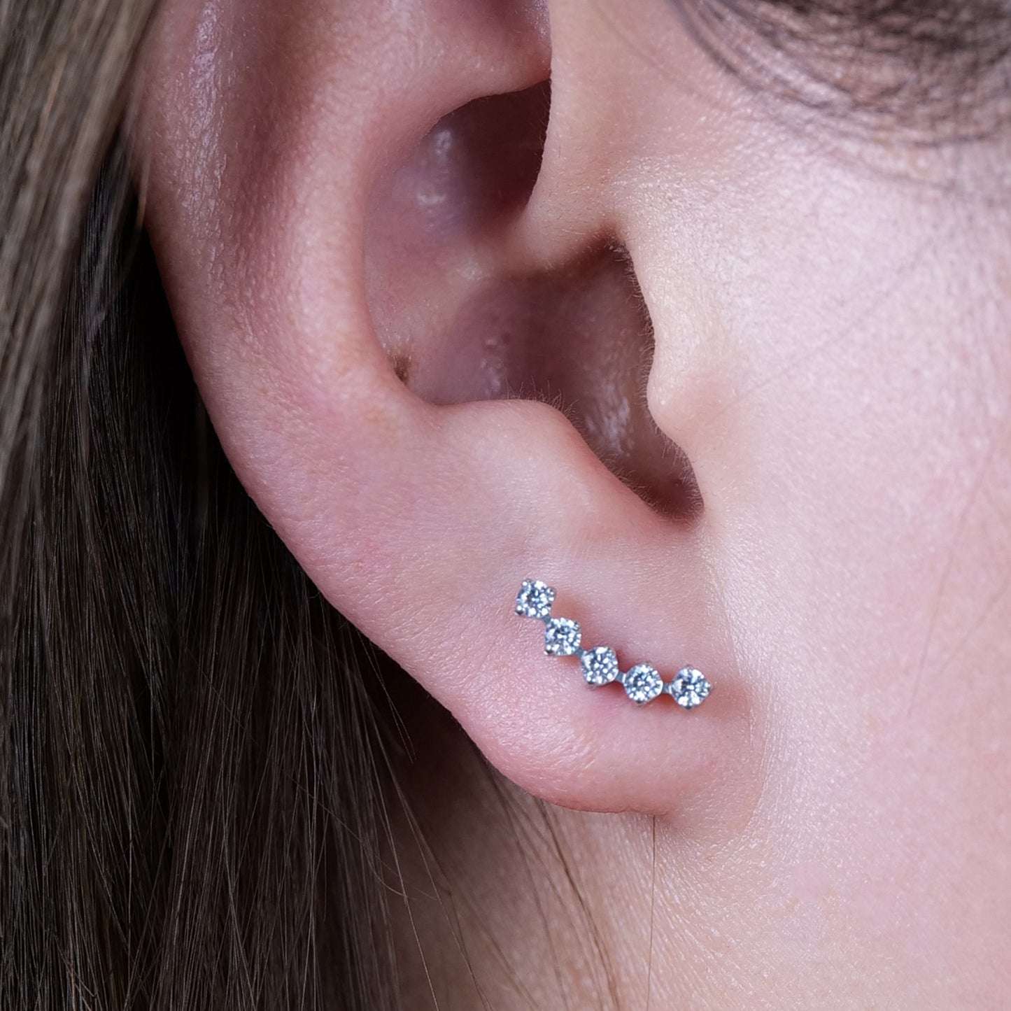 limerencia Hypoallergenic G23 Implant Grade Titanium Screw Back Earrings Tragus 20G Helix F136 Piercing Post for Girls' Sensitive Ears Cartilage- Five Prong Cluster