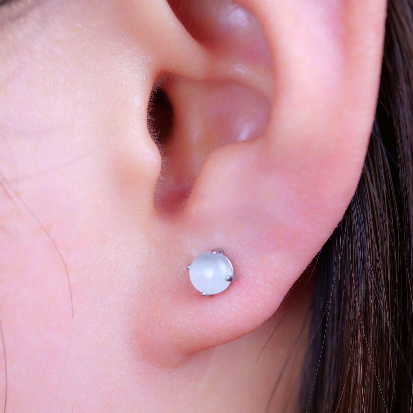Limerencia Pure Titanium Hypoallergenic Earrings,Opal/Moonstone/Cat's Eye/Blue Turquoise Stud Earrings, Implant Grade|Delicate Jewelry For Sensitive Ears (5mm, Cat's Eye)