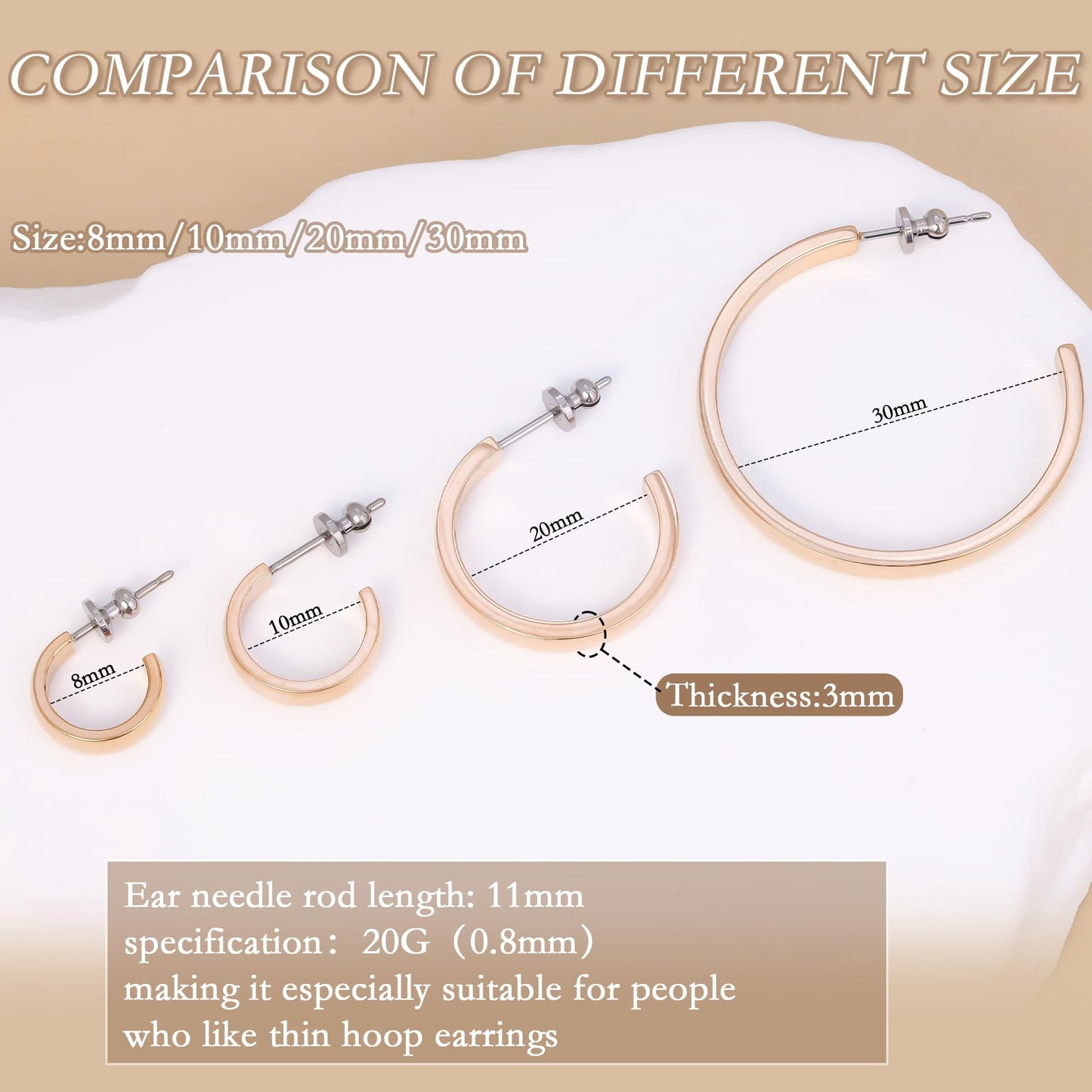Limerencia Hypoallergenic G23 Pure Titanium Post Thin Square Edge Open Hoop | Womens Dainty Hoop Earrings | Lightweight