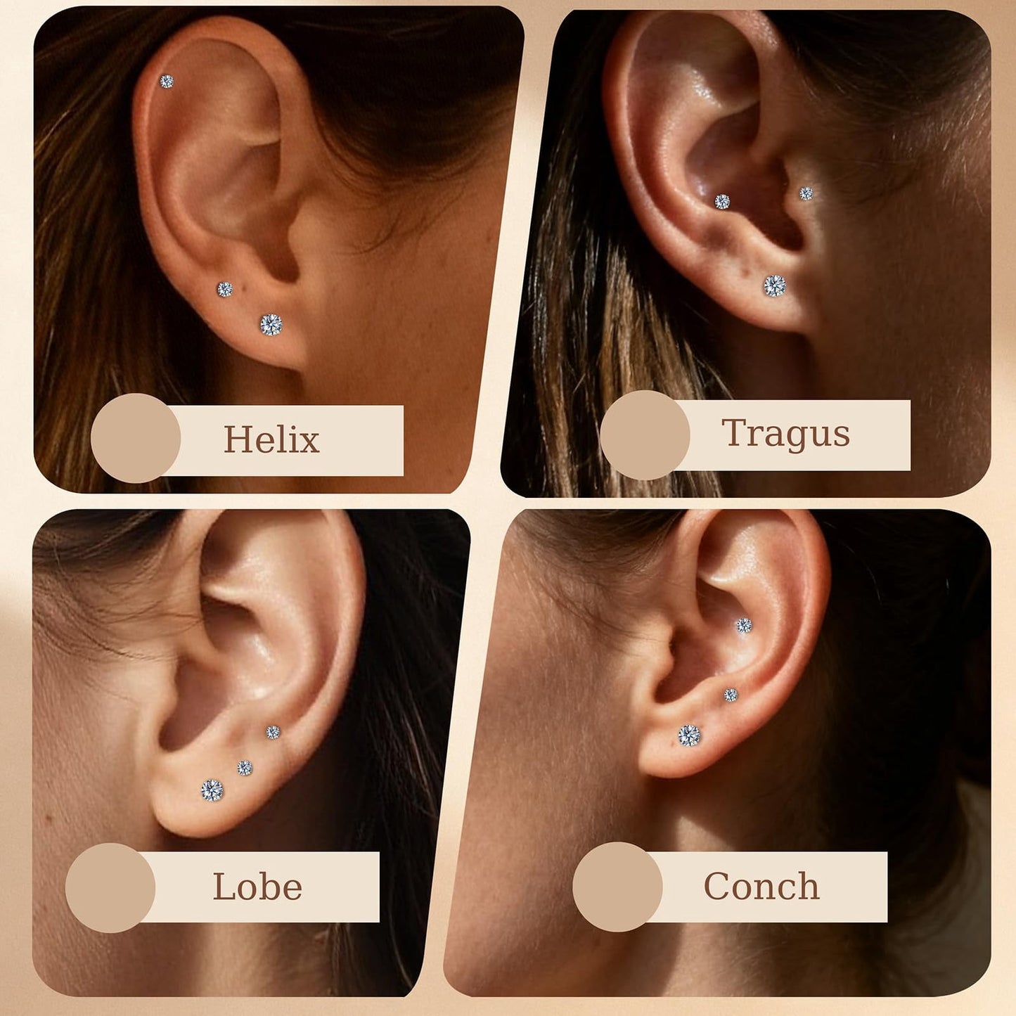 Moissanite Earrings Studs for Women and Men,3 Pairs Titanium Screw Back Earrings,D Color VVS1 Clarity Lab-created Moissanite Earrings,Diamond Studs Alternatives for Sensitive Ear