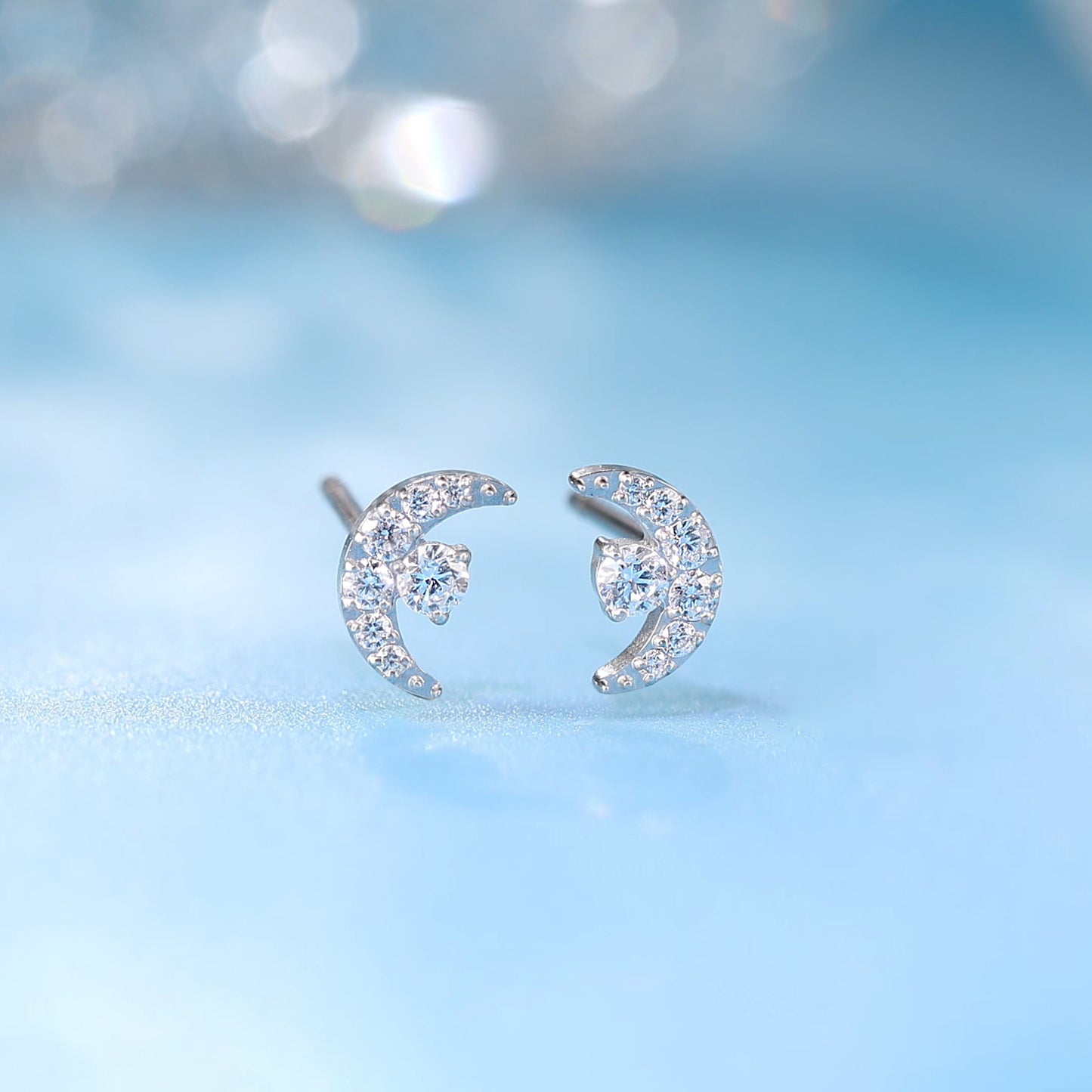 Limerencia F136 Pure Titanium Hypoallergenic Implant Grade Studs, G23 Small Dainty Cubic Zirconia Earrings for Women's Sensitive Ears(sun moon)