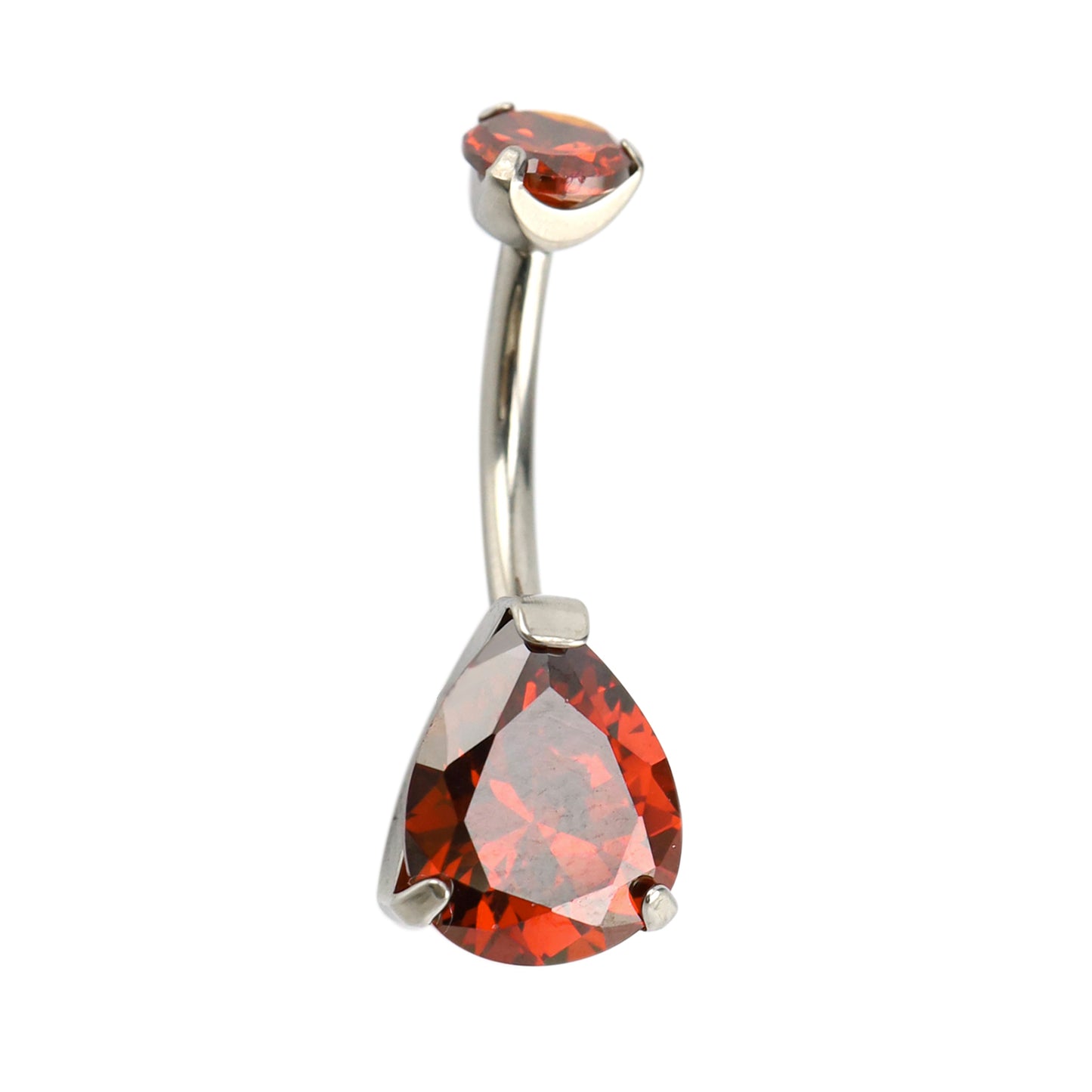 limerencia G23 Titanium Belly Button Rings hypoallergenic medical implant grade 14G Teardrop CZ Belly Navel Rings Piercing Belly Bars(Water drop belly button ring) (RED)