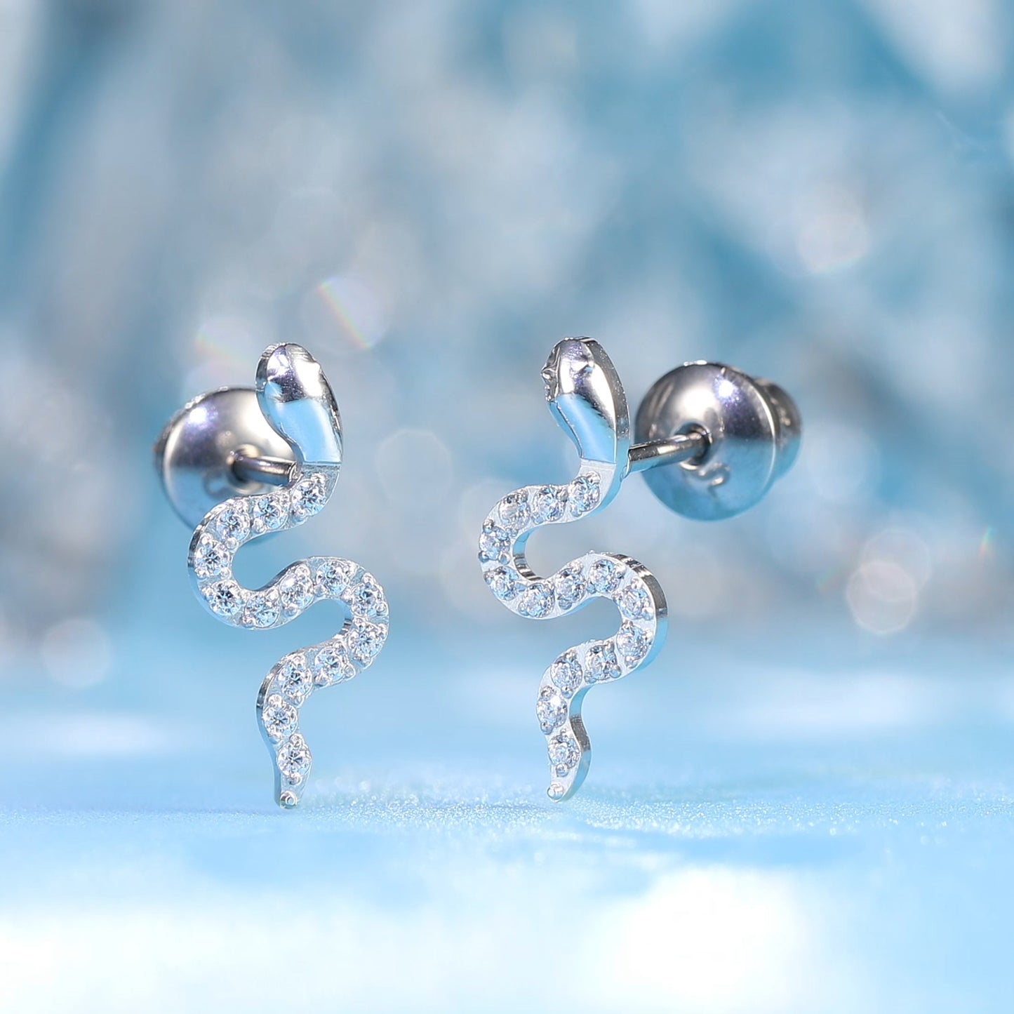 Limerencia Hypoallergenic G23 Implant Grade Titanium Screw Back Earrings Tragus 20G Helix F136 Piercing Post for Sensitive Ears Cartilage(snake)