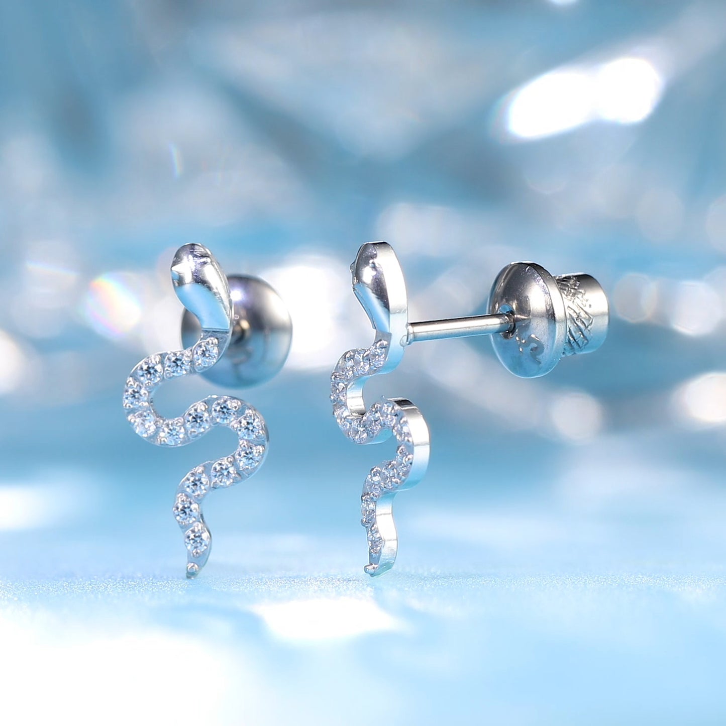 Limerencia Hypoallergenic G23 Implant Grade Titanium Screw Back Earrings Tragus 20G Helix F136 Piercing Post for Sensitive Ears Cartilage(snake)