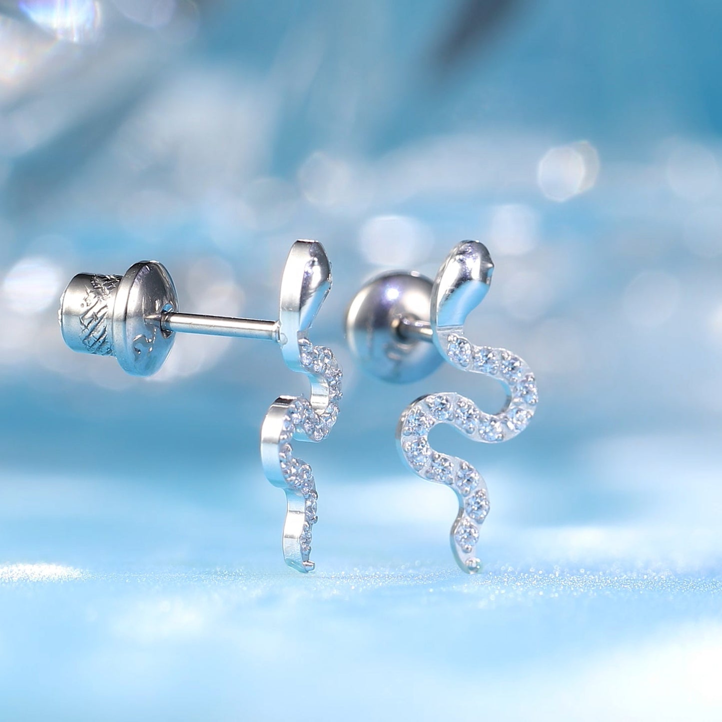 Limerencia Hypoallergenic G23 Implant Grade Titanium Screw Back Earrings Tragus 20G Helix F136 Piercing Post for Sensitive Ears Cartilage(snake)
