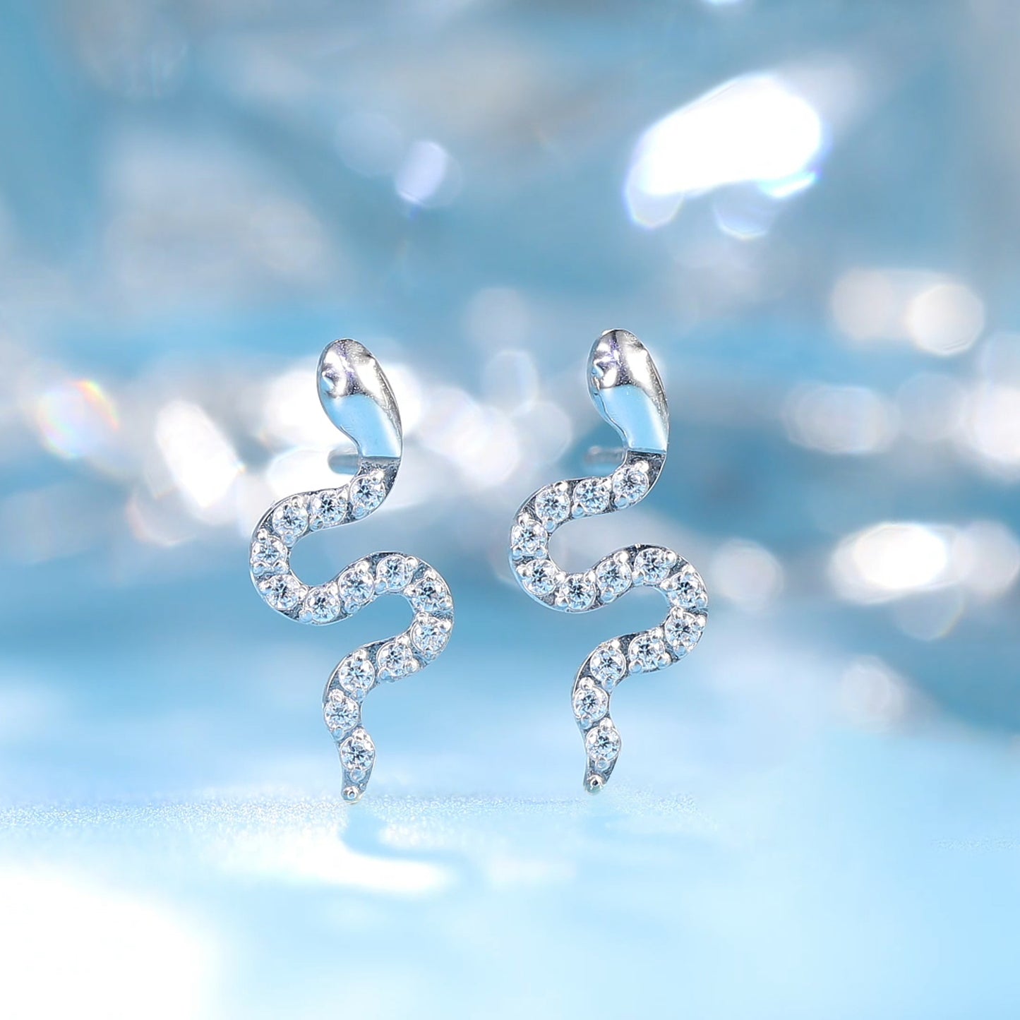 Limerencia F136 Pure Titanium Hypoallergenic Implant Grade Studs, G23 Small Dainty Cubic Zirconia Earrings for Women's Sensitive Ears(snake)