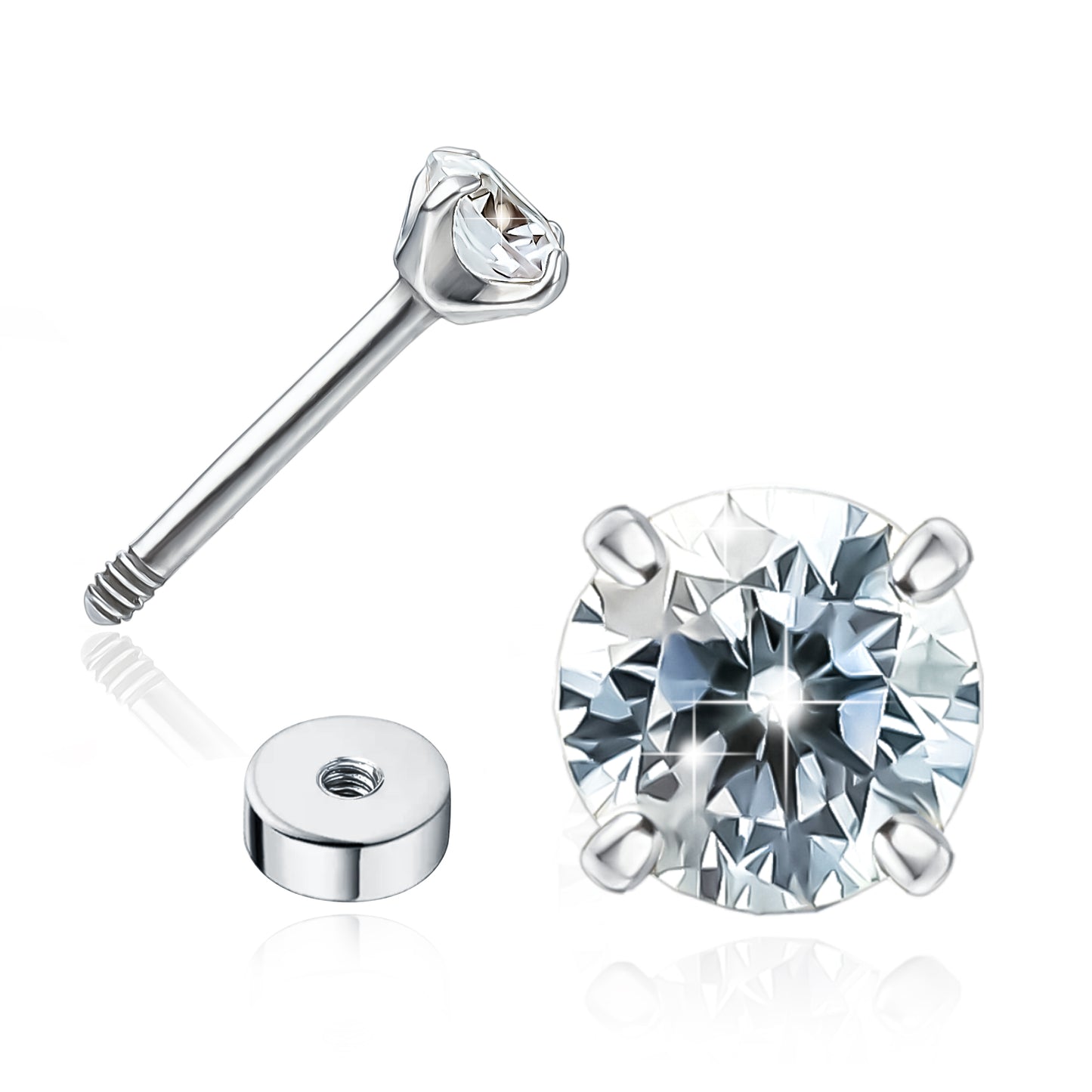 limerencia Hypoallergenic G23 Implant Grade Titanium Screw Back Earrings Tragus 20G Helix F136 Piercing Post for Sensitive Ears Cartilage (6mm)