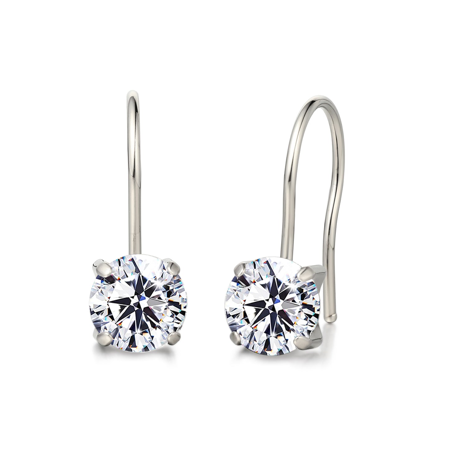 Limerencia Hypoallergenic Pure Titanium Cubic Zirconia Dangle Hoop Earrings,Lightweight Drop Earrings Round bright zirconia size 8mm (5/16inch) for Sensitive Ears Women Girls