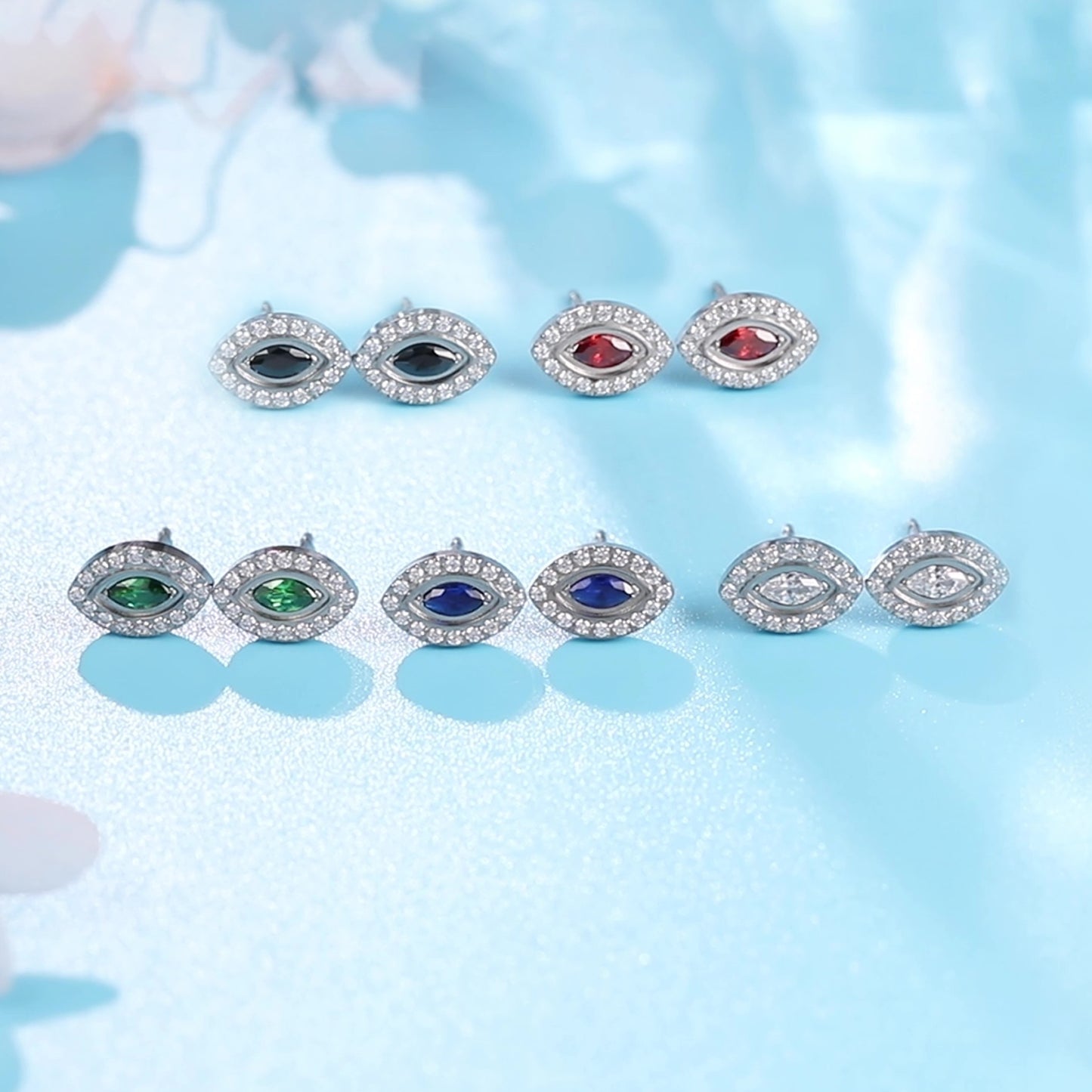 Limerencia Pure Titanium Hypoallergenic Earrings Evil Eye CZ Cluster Minimalist | G23 Implant Grade Piercing Fashion Jewelry For Sensitive Ears (Clear CZ)
