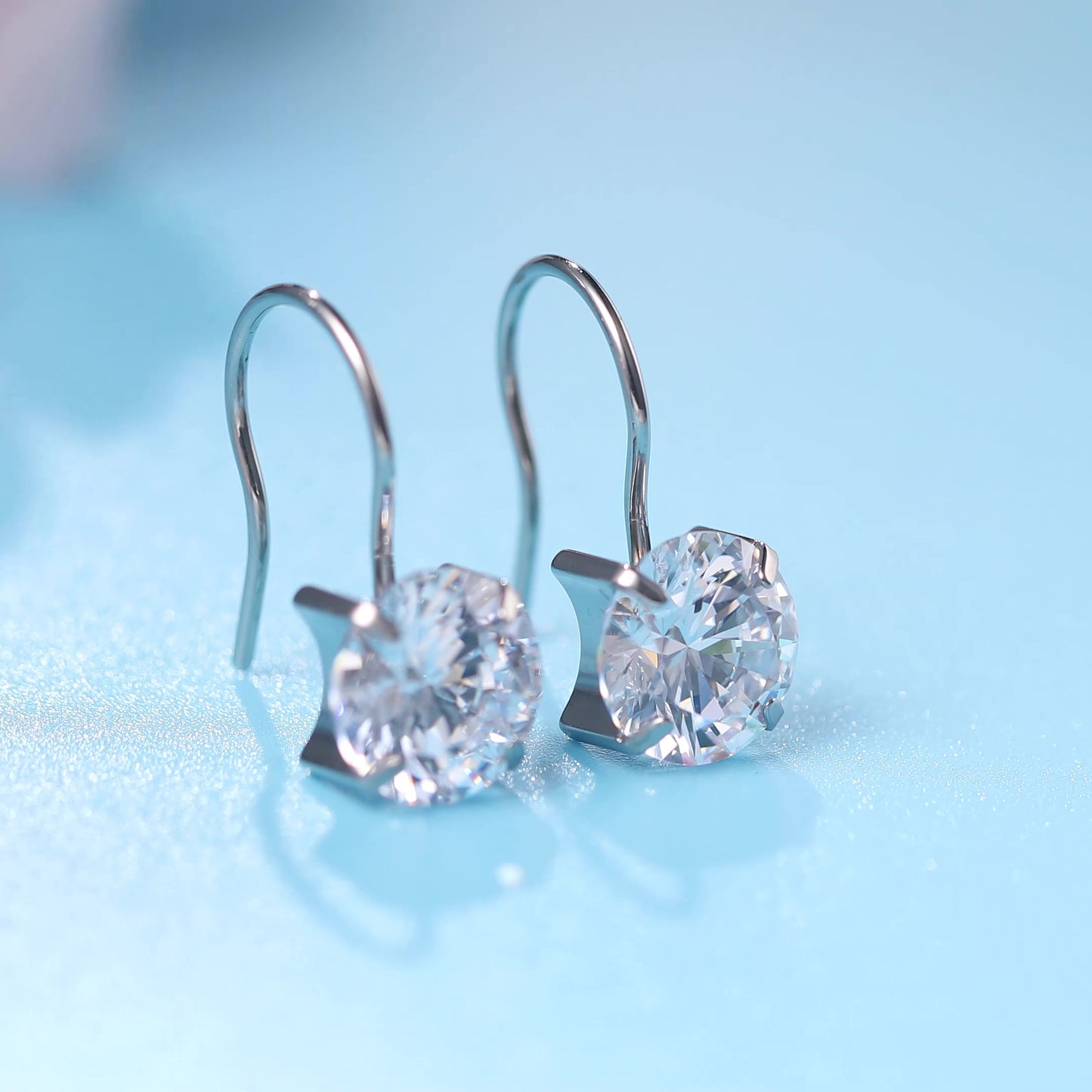 Limerencia Hypoallergenic Pure Titanium Cubic Zirconia Dangle Hoop Earrings,Lightweight Drop Earrings Round bright zirconia size 8mm (5/16inch) for Sensitive Ears Women Girls