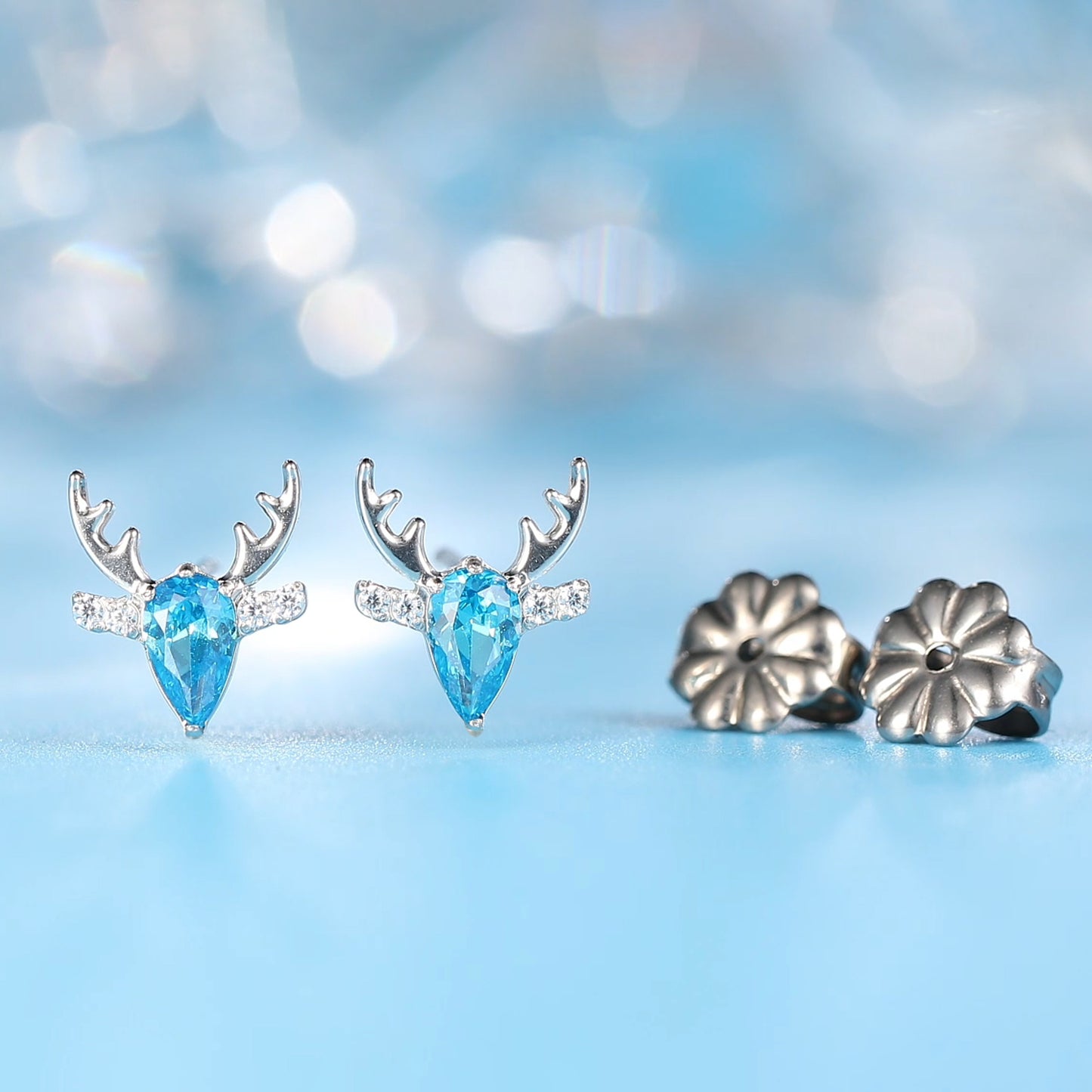 Limerencia F136 Pure Titanium Hypoallergenic Implant Grade Studs, G23 Small Dainty Cubic Zirconia Earrings for Women's Sensitive Ears(deer)