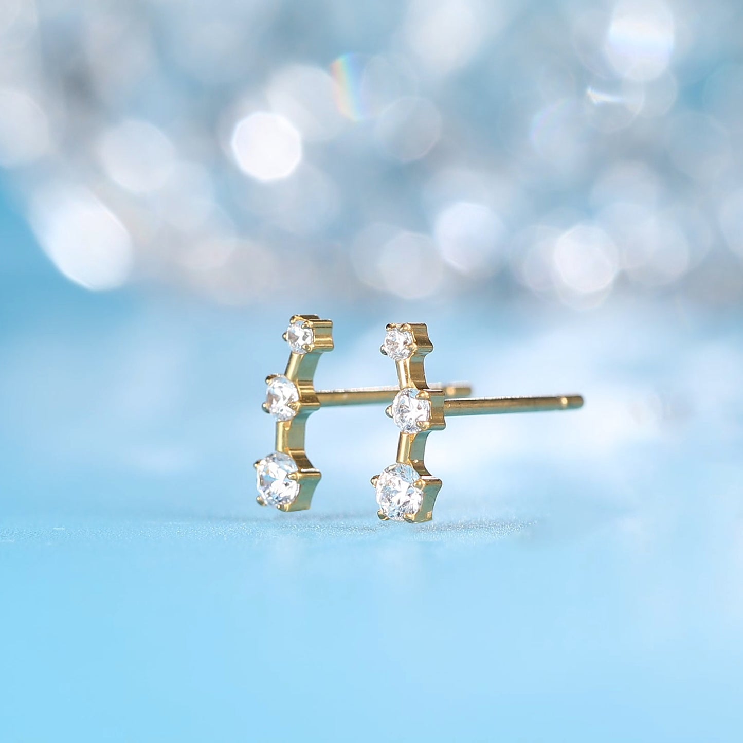 Limerencia F136 Pure Titanium Hypoallergenic Implant Grade Studs, G23 Small Dainty Cubic Zirconia Earrings for Women's Sensitive Ears(Climber Crawler)