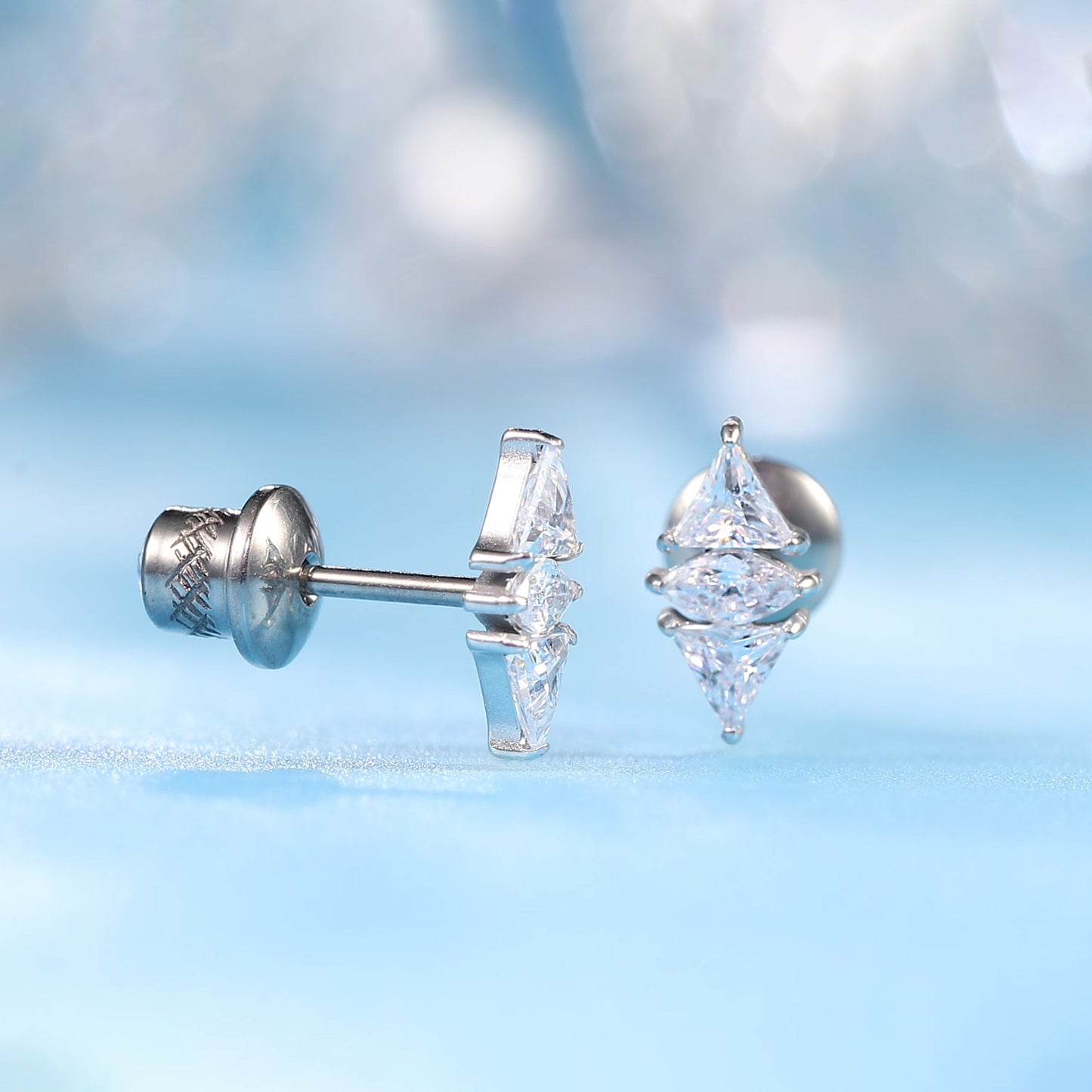 Limerencia Hypoallergenic G23 Implant Grade Titanium Screw Back Earrings Tragus 20G Helix F136 Piercing Post for Sensitive Ears Cartilage(diamond)