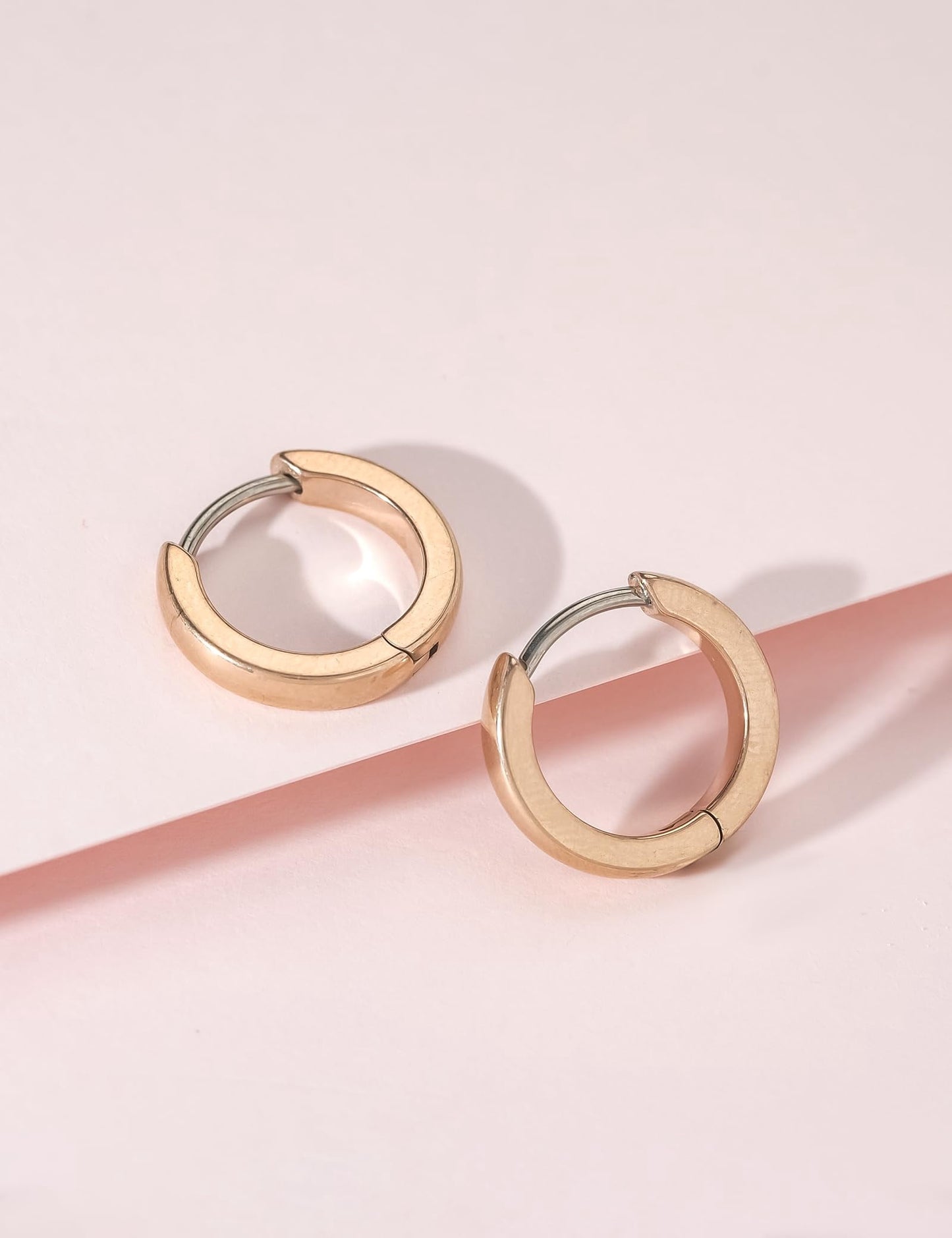 Gold Huggie Hoop Earrings | Titanium Dainty Small Simple Hypoallergenic Jewelry Gift for Women Men
