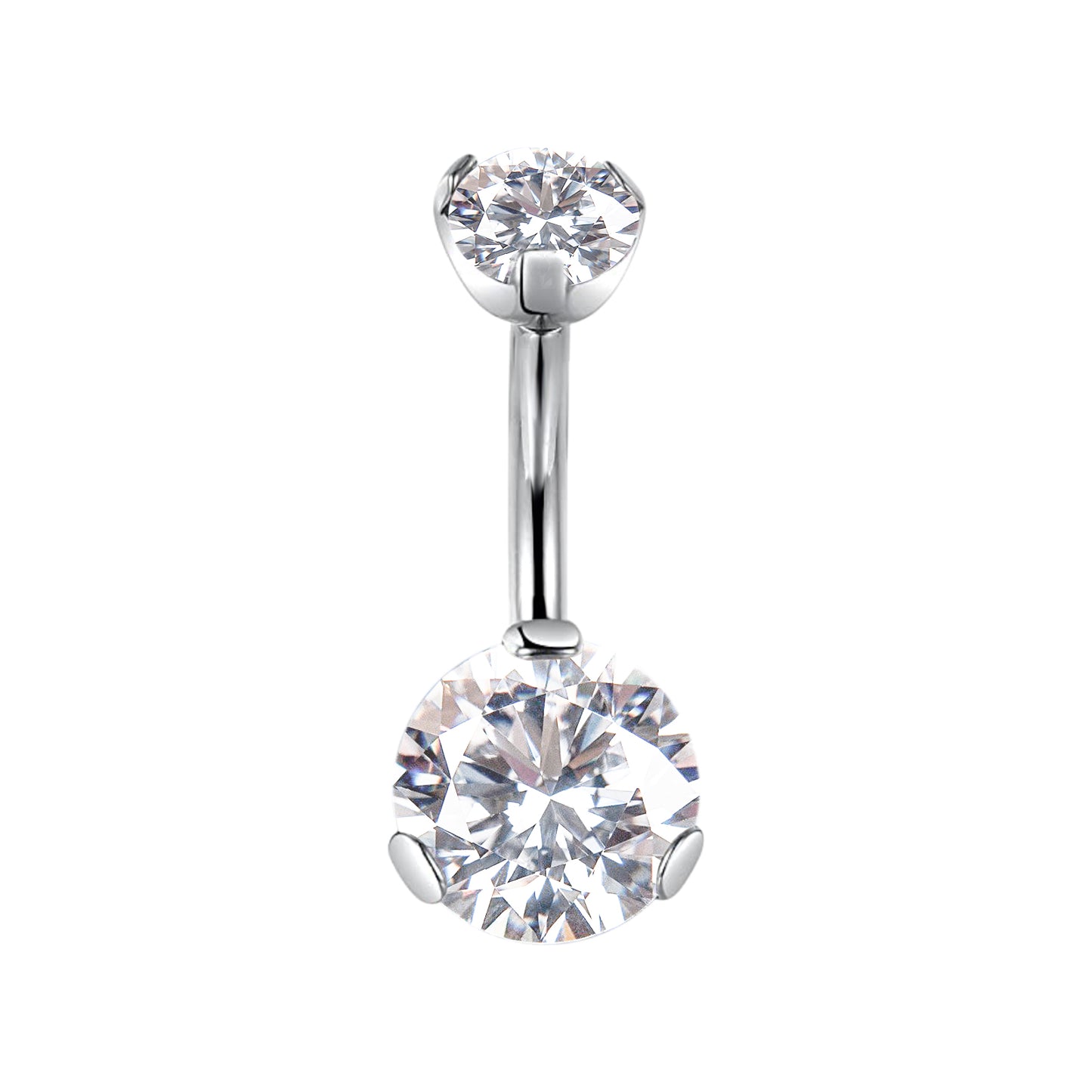 limerencia G23 Titanium Belly Button Rings hypoallergenic medical implant grade 14G Teardrop CZ Belly Navel Rings Piercing Belly Bars(White)