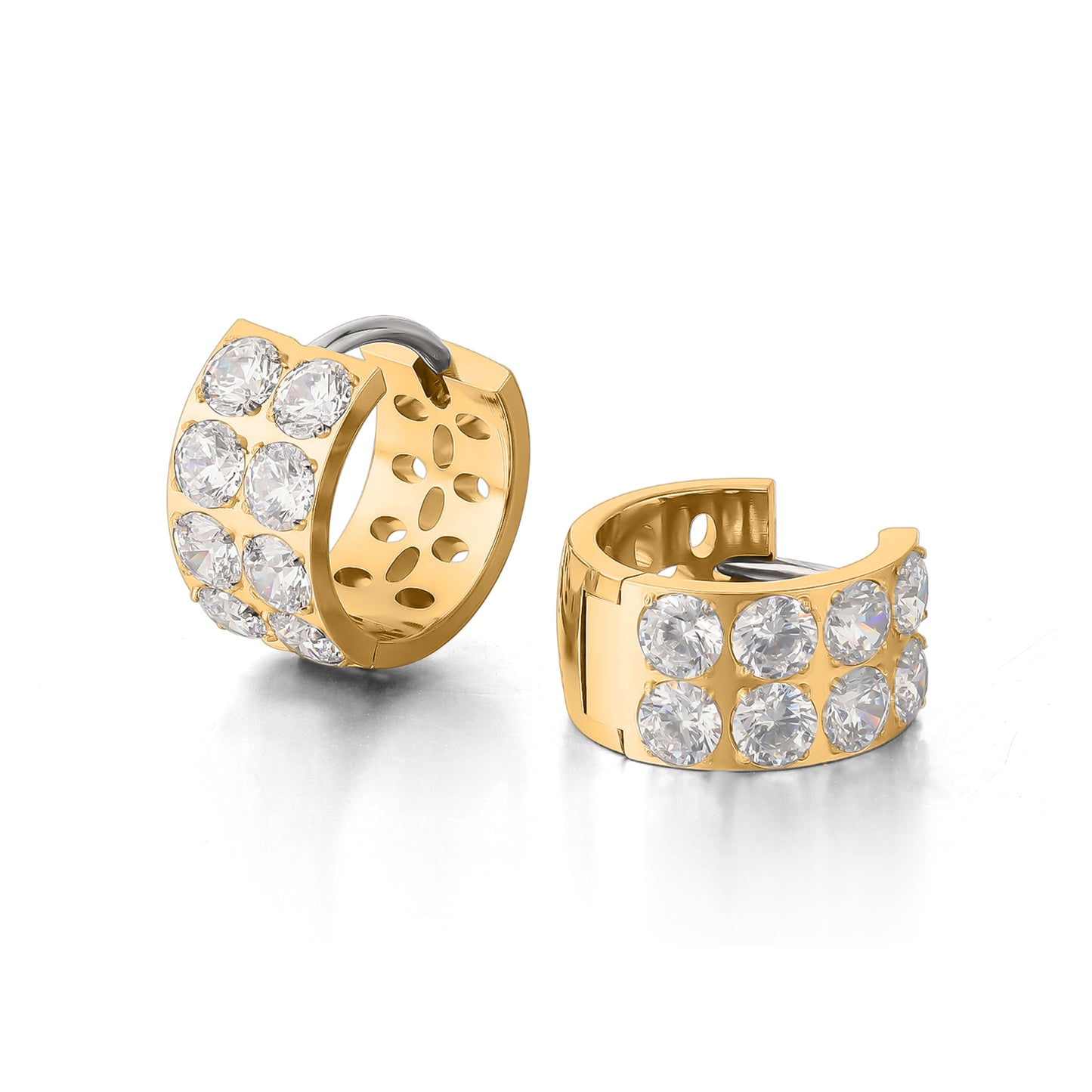 Limerencia G23 Pure Titanium Hypoallergenic Chunky Wide Hoop Earrings,Thick Lightweight Huggies Pave 5A grade CZ Sparkly for Sensitive Ears
